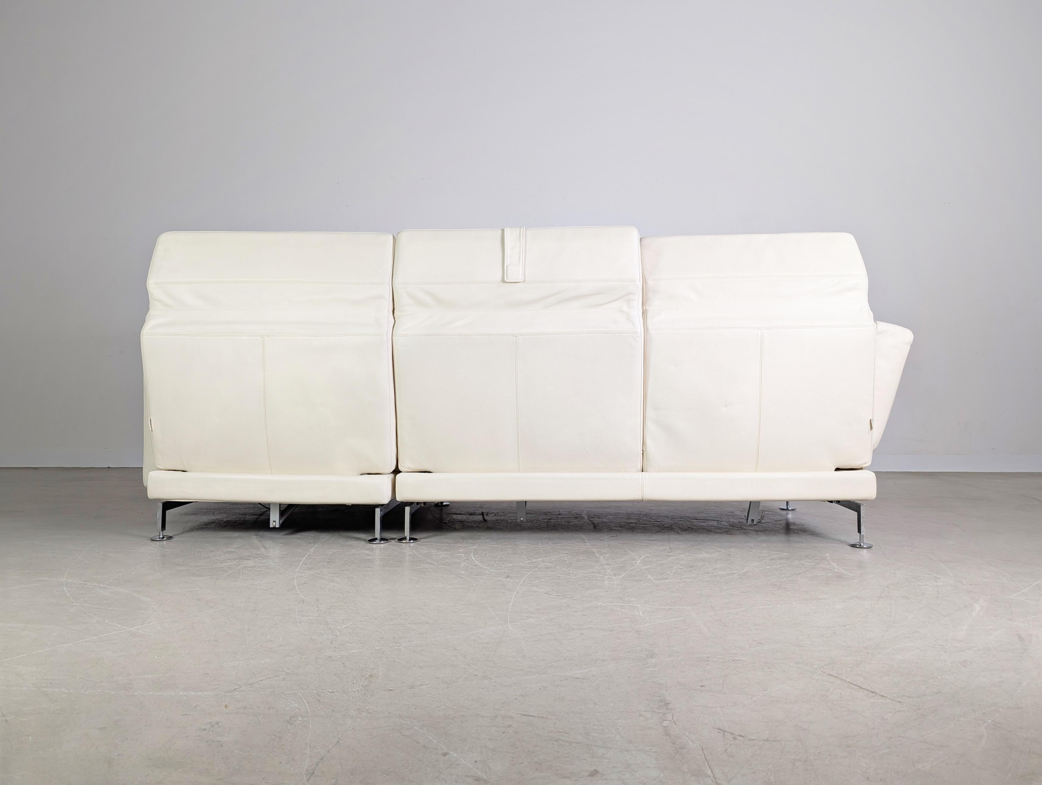 Original Brühl Moule Ecksofa Design Couch Leder weiß klappbar Siglo XXI y contemporáneo en venta