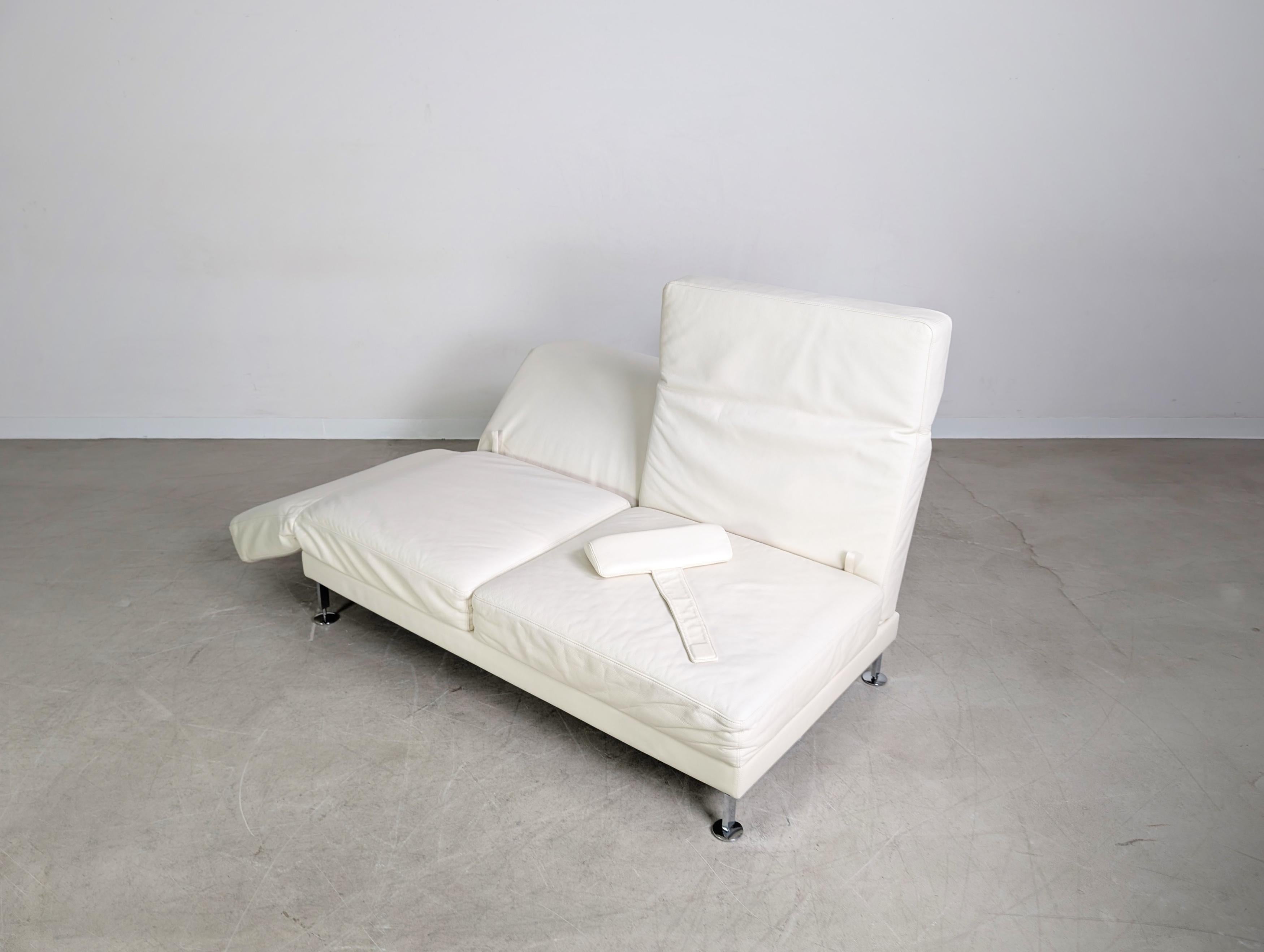 Original Brühl Moule Ecksofa Design Couch Leder weiß klappbar Cuero en venta