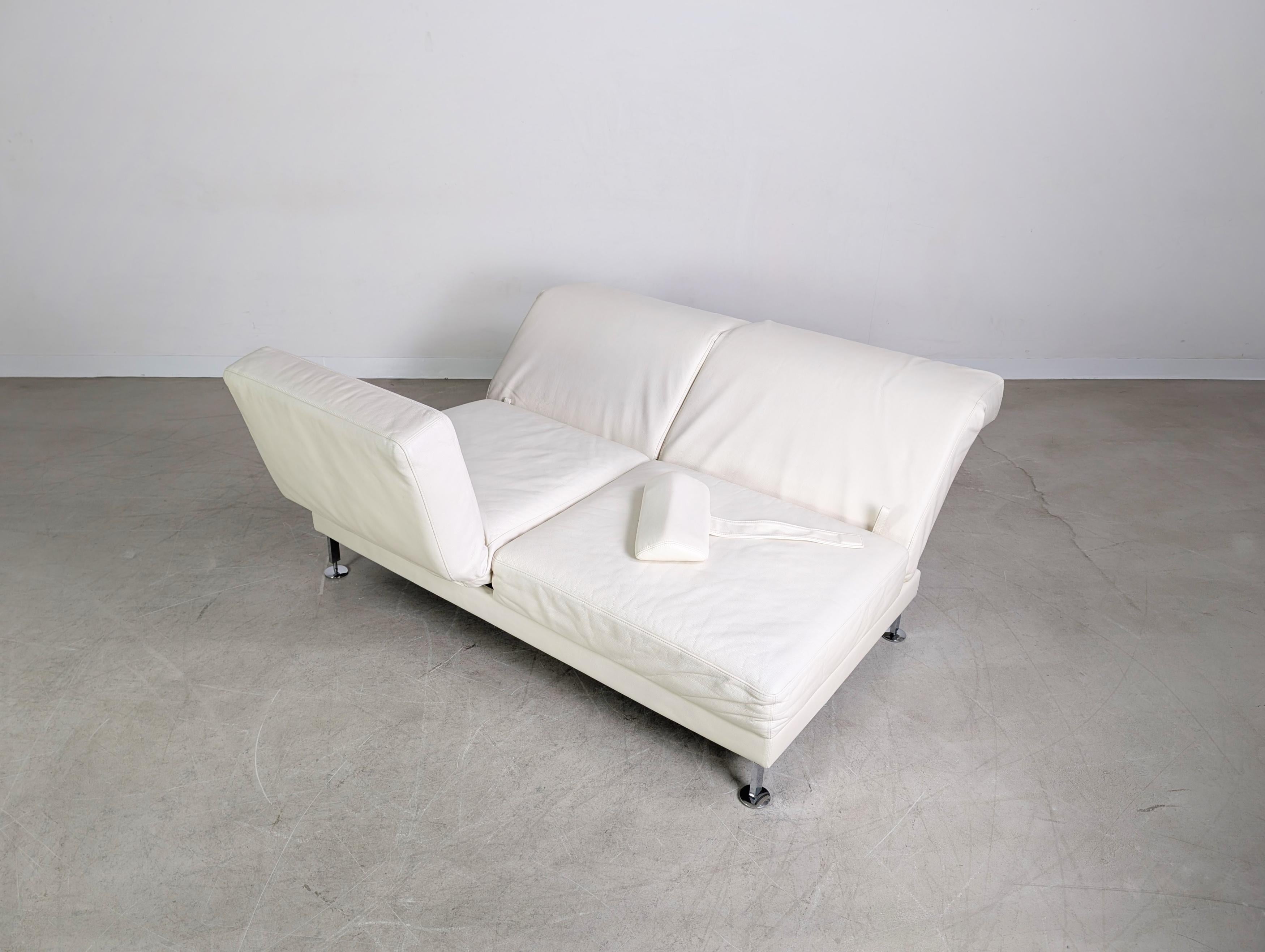 Original Brühl Moule Ecksofa Design Couch Leder weiß klappbar en venta 1