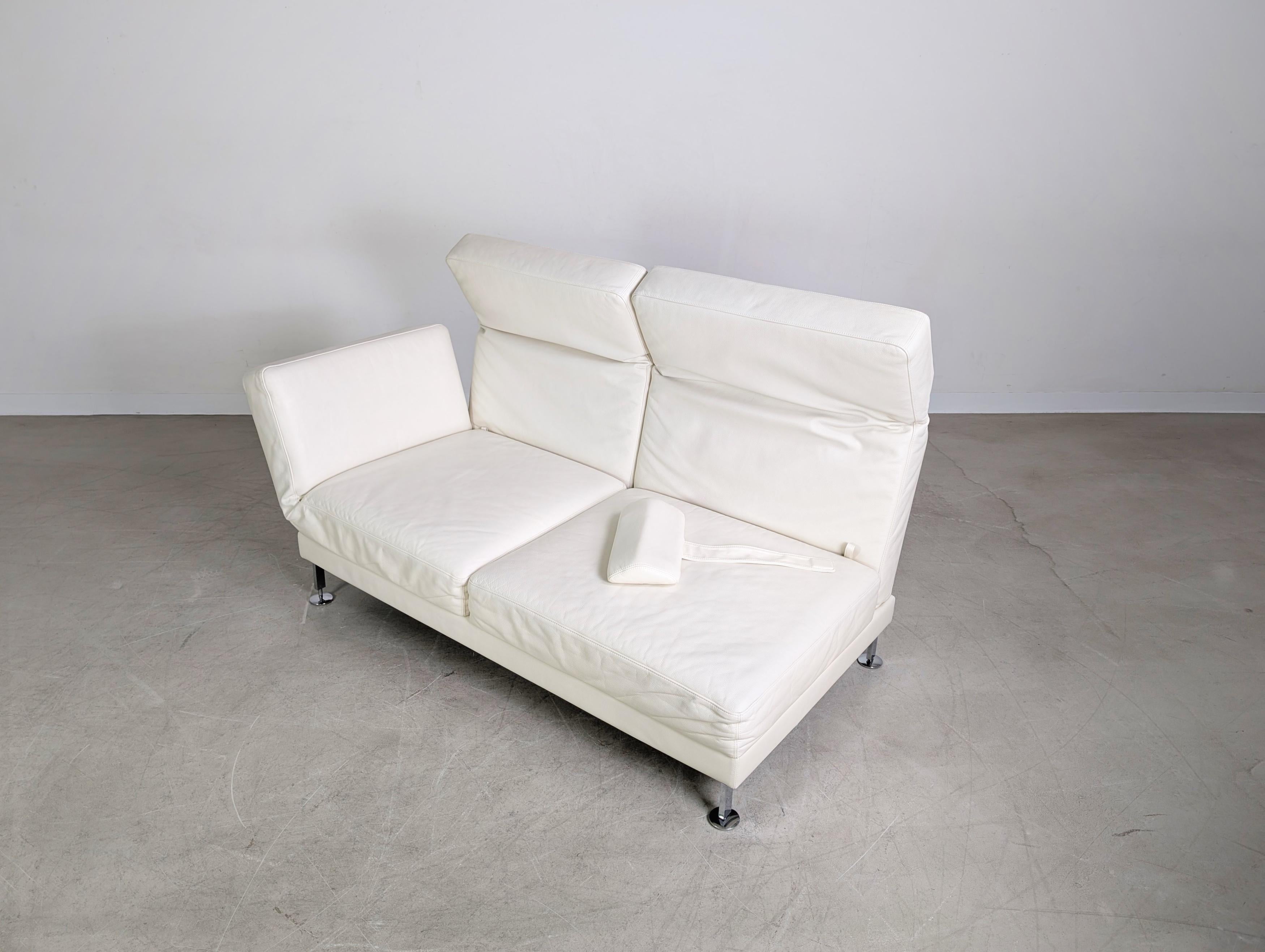 Original Brühl Moule Ecksofa Design Couch Leder weiß klappbar en venta 2