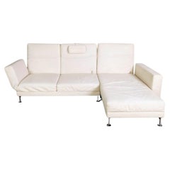 Original Brühl Moule Ecksofa Design Couch Leder weiß klappbar