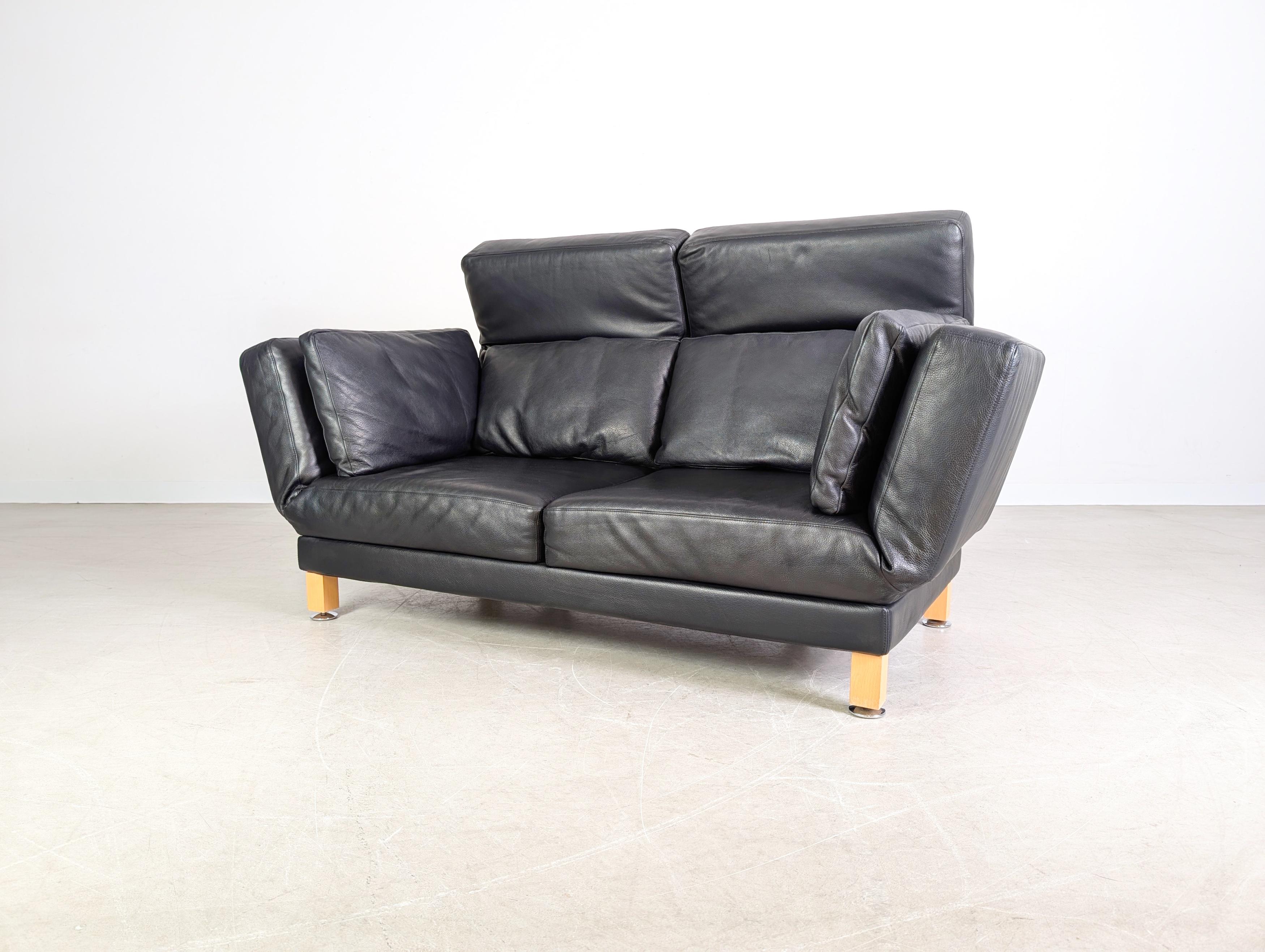Original Brühl Moule Sofa Leder Couch Zweisitzer Design klappbar Posmoderno en venta