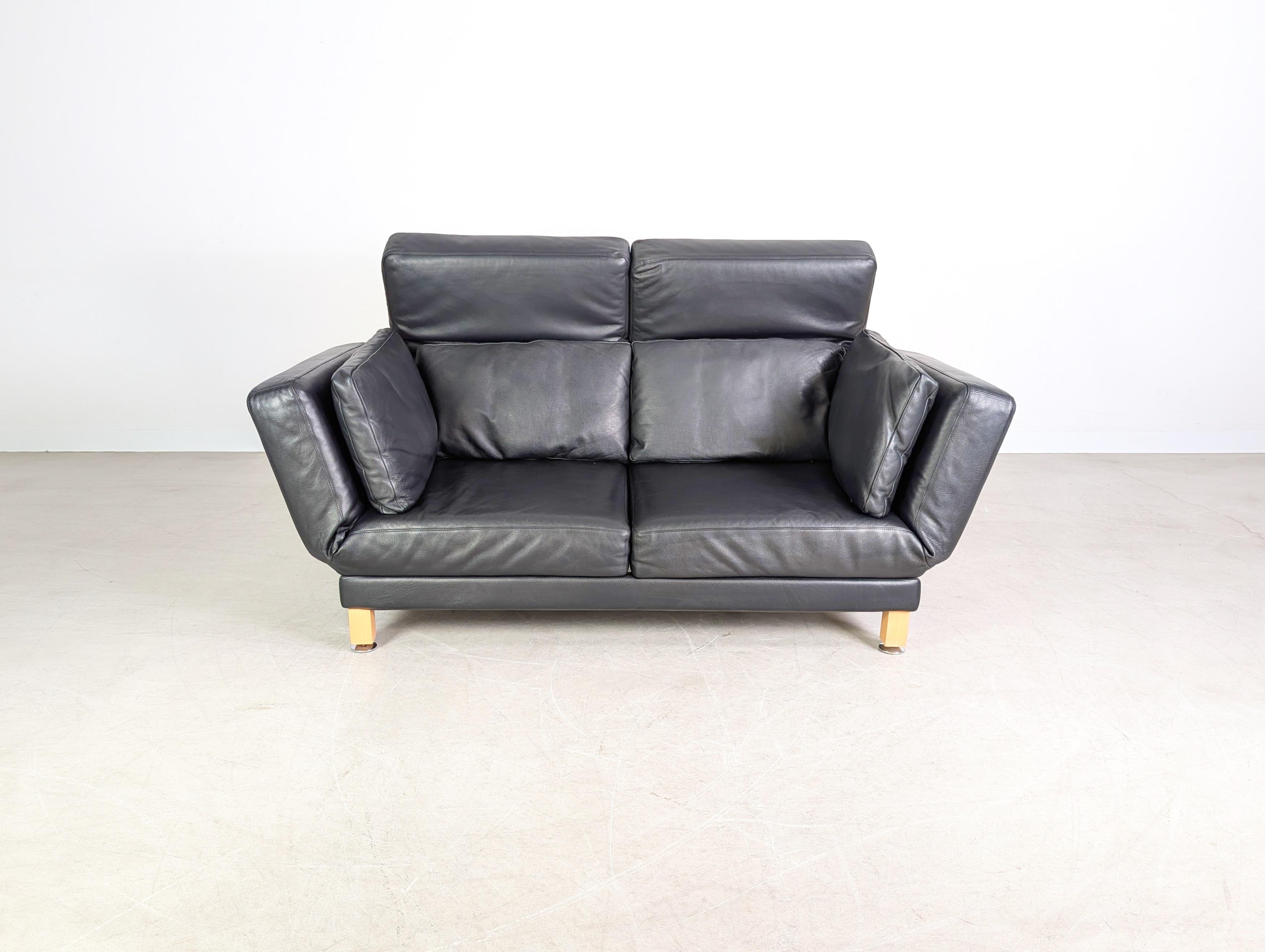 Original Brühl Moule Sofa Leder Couch Zweisitzer Design klappbar Cuero en venta