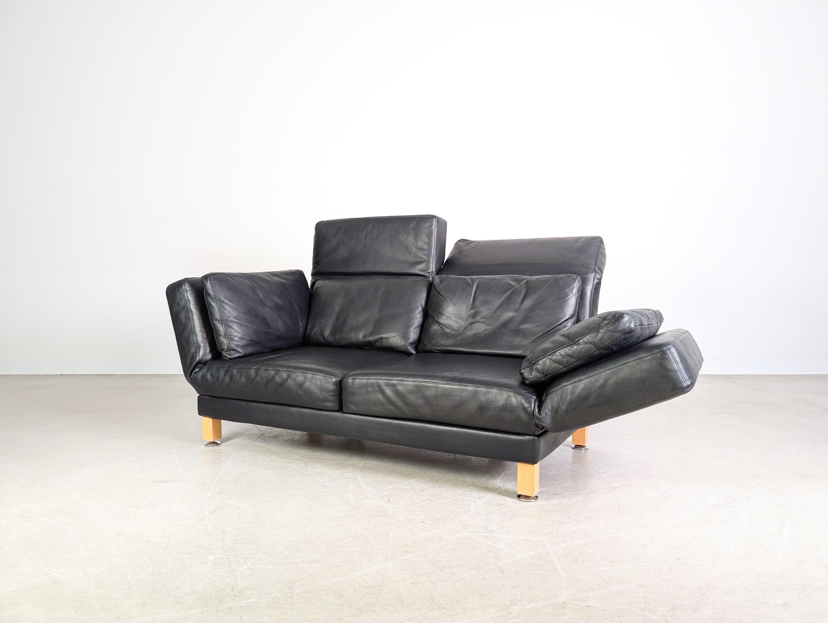 Original Brühl Moule Sofa Leder Couch Zweisitzer Design klappbar en venta 1