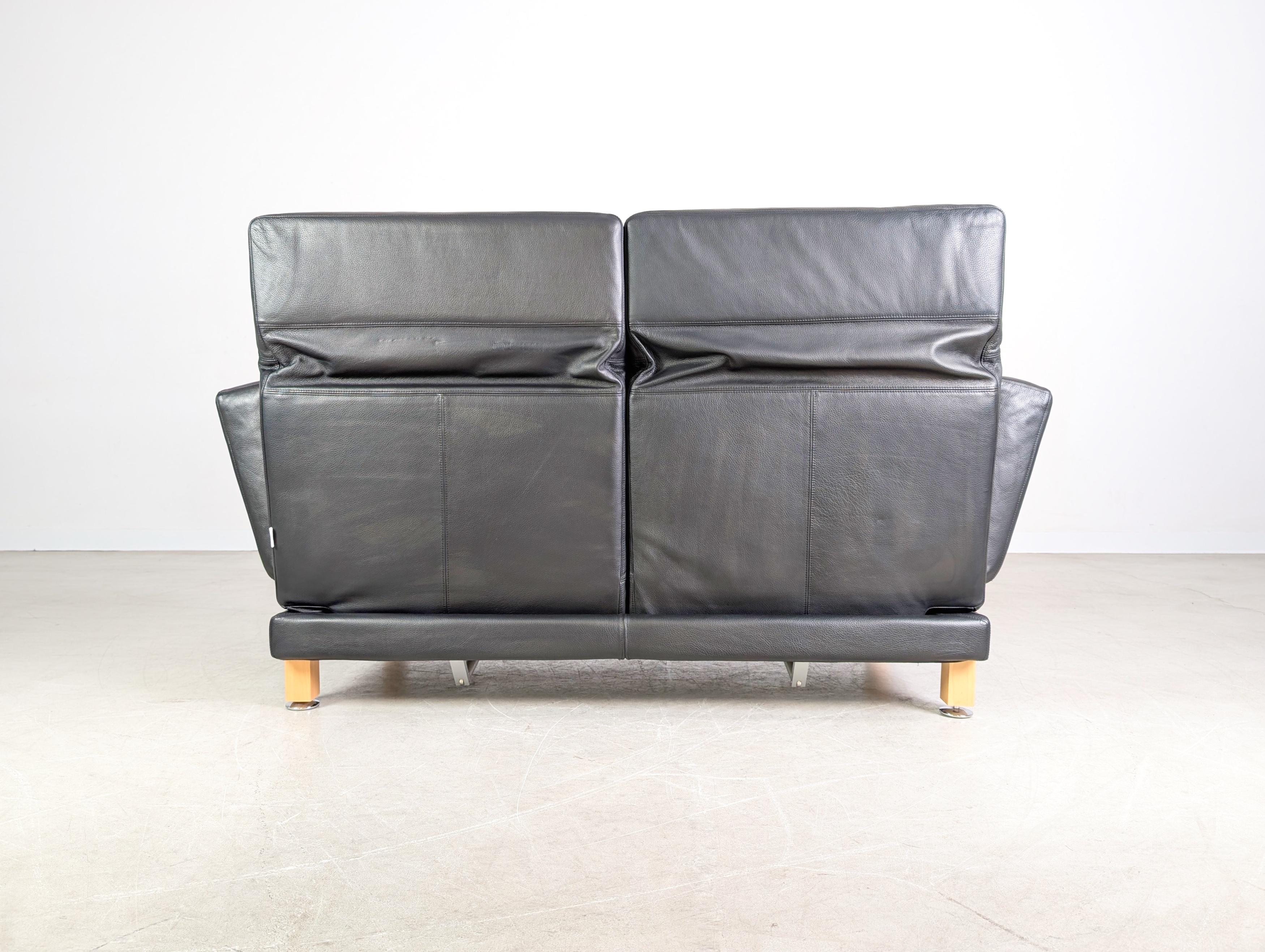 Original Brühl Moule Sofa Leder Couch Zweisitzer Design klappbar en venta 2