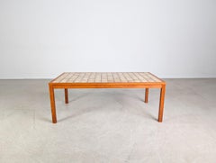 Original Brutalist Couchtisch Midcentury Teak Keramik Fliesen lang