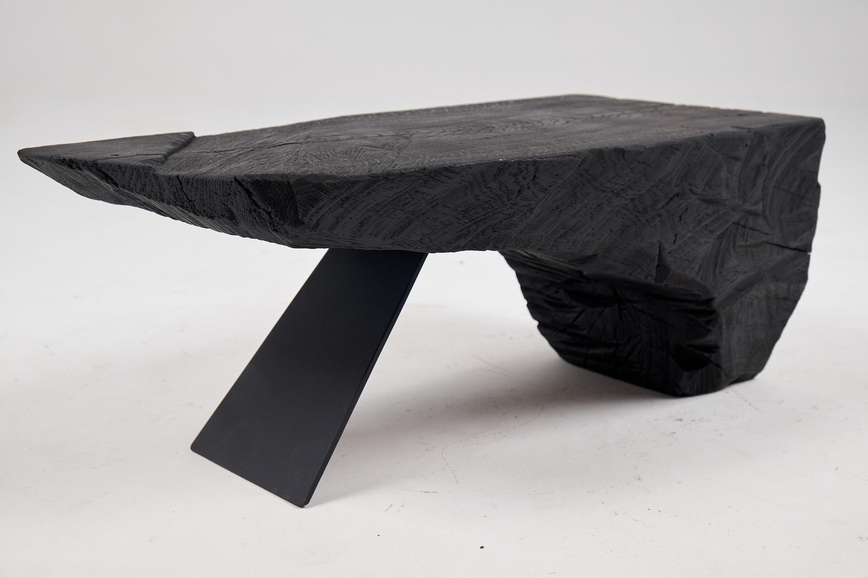 Original Brutalist Design, Burnt Oak with Steel, Unique Side Table, Logniture In New Condition For Sale In Stara Gradiška, HR