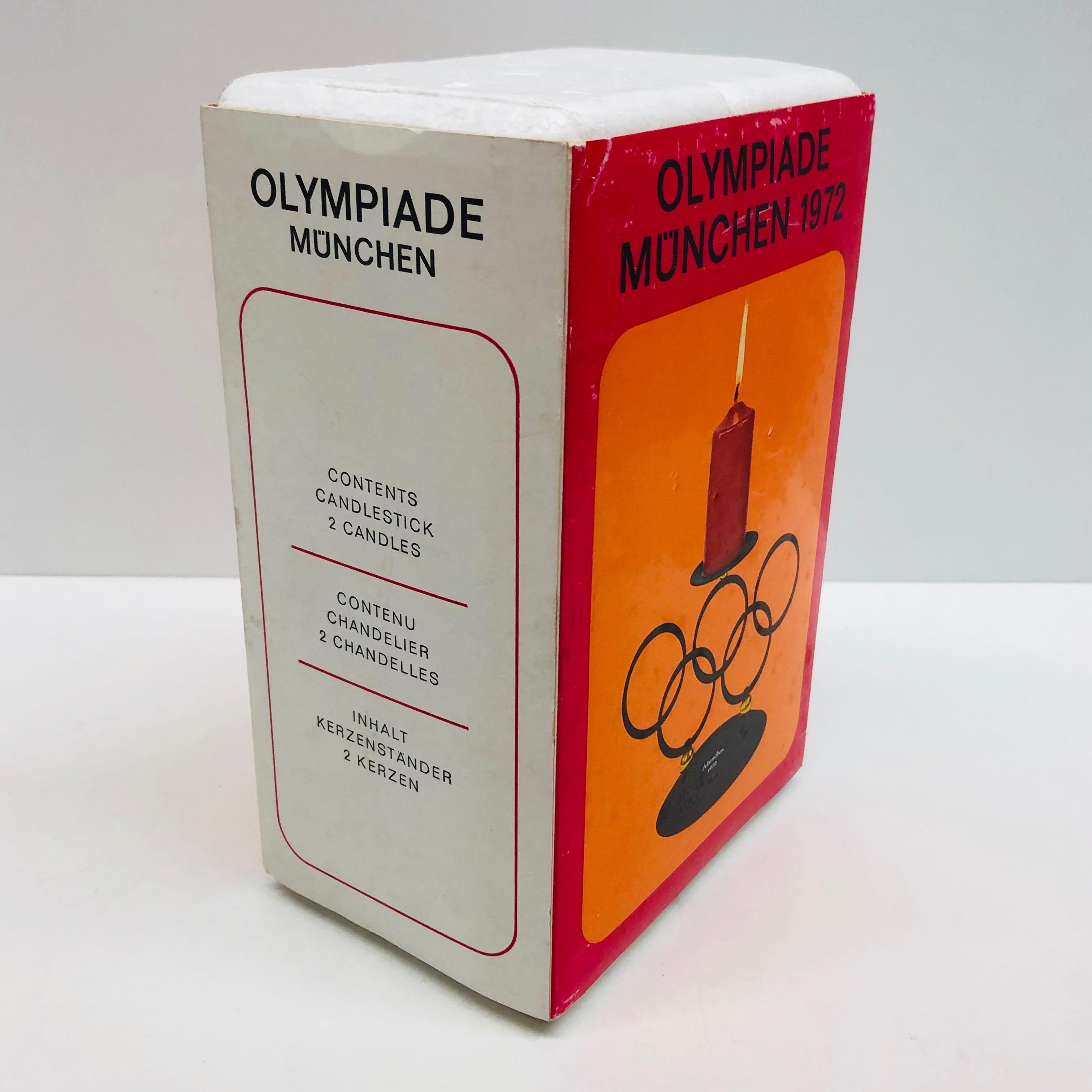 Mid-Century Modern Original Brutalist Olympic Games 1972 Munich Candlestick Original Box, Rarity For Sale