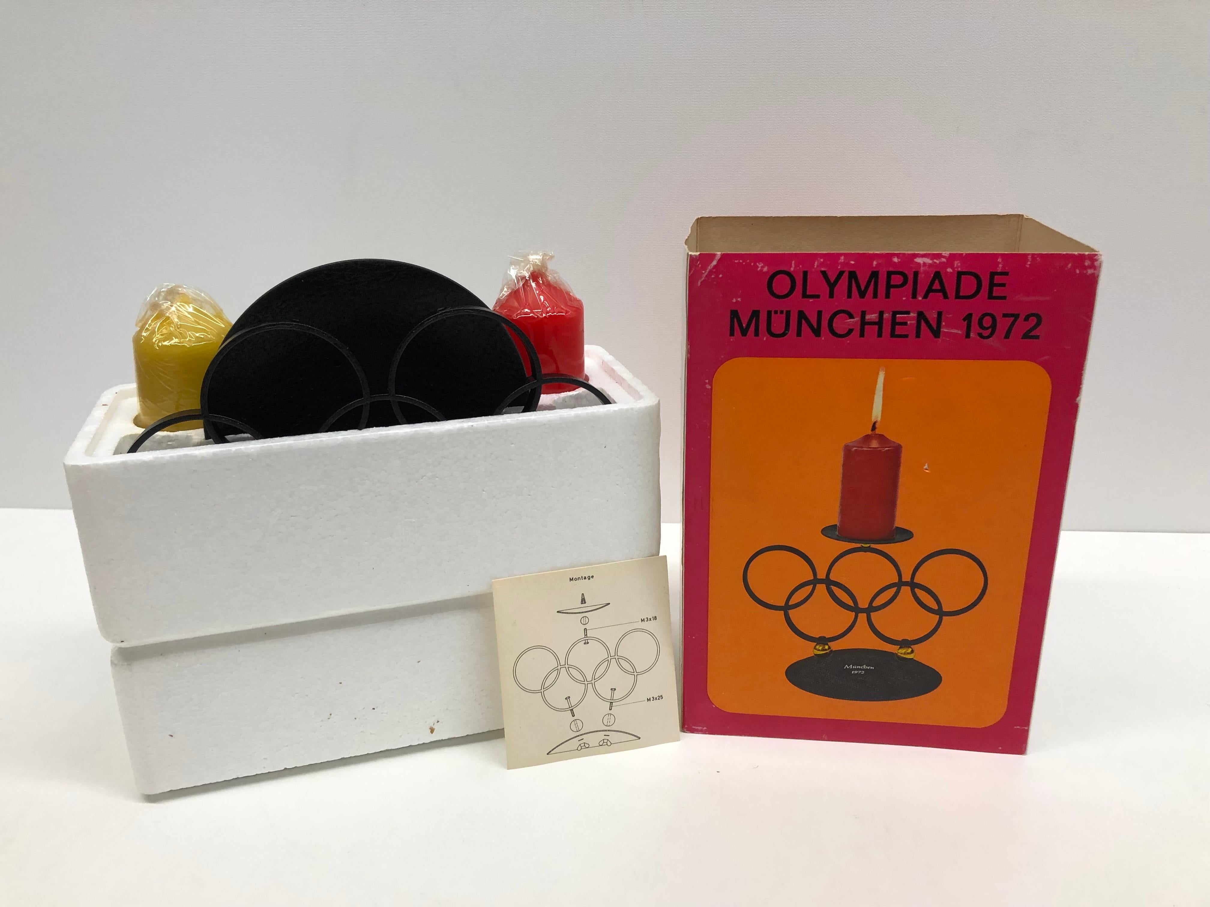 Original Brutalist Olympic Games 1972 Munich Candlestick Original Box, Rarity In Good Condition For Sale In Nuernberg, DE