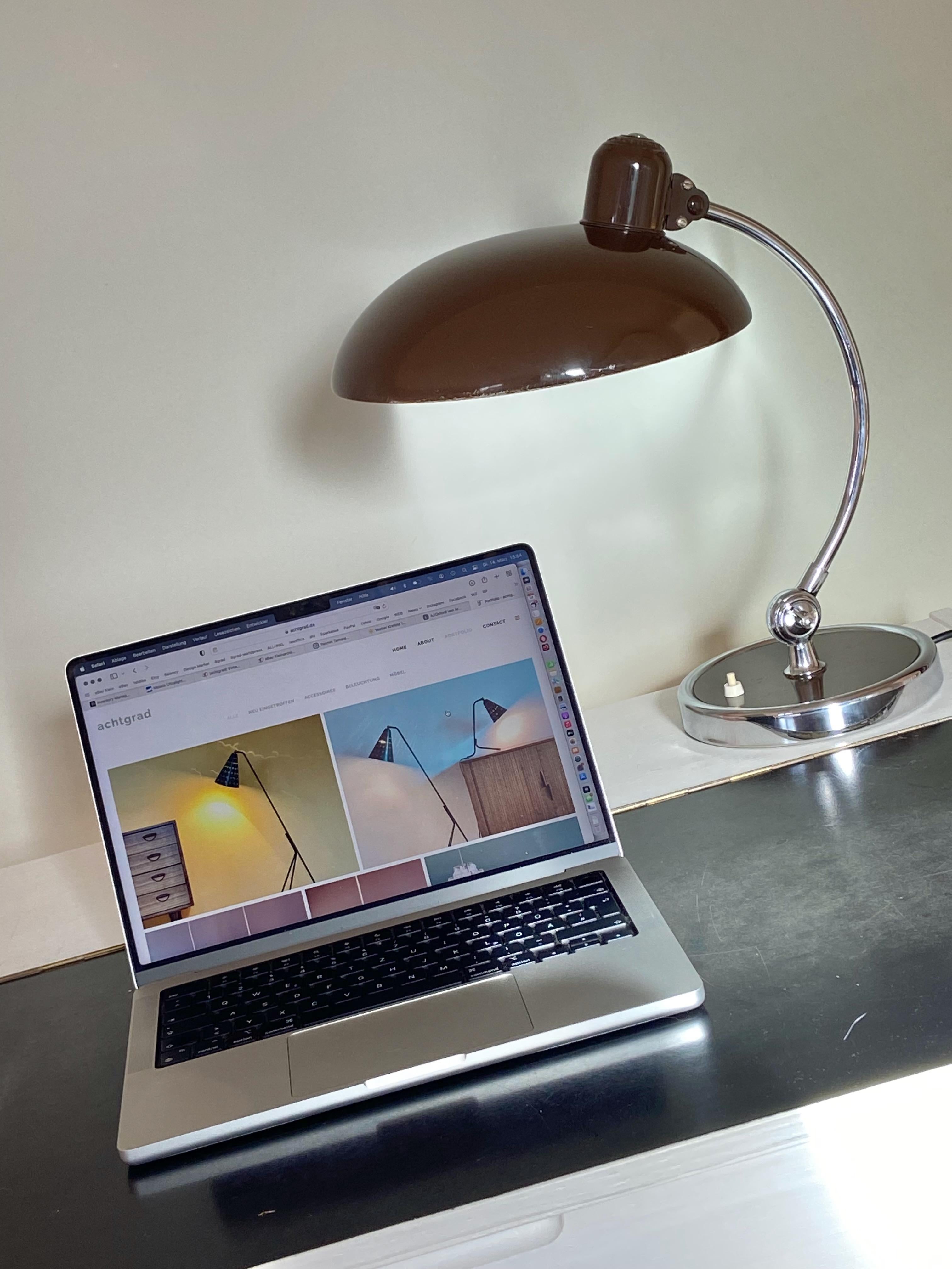 20th Century Original brown Christian Dell Table Lamp 6631 Desk Lamp by Kaiser Idell, Germany