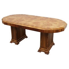 Vintage Original Burr and Figured Walnut Art Deco Dining Room Table, Circa 1930