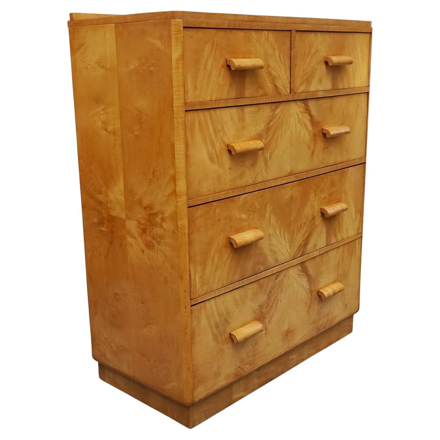Art Deco Figured Walnut and Maccassar Chest of Drawers at 1stDibs