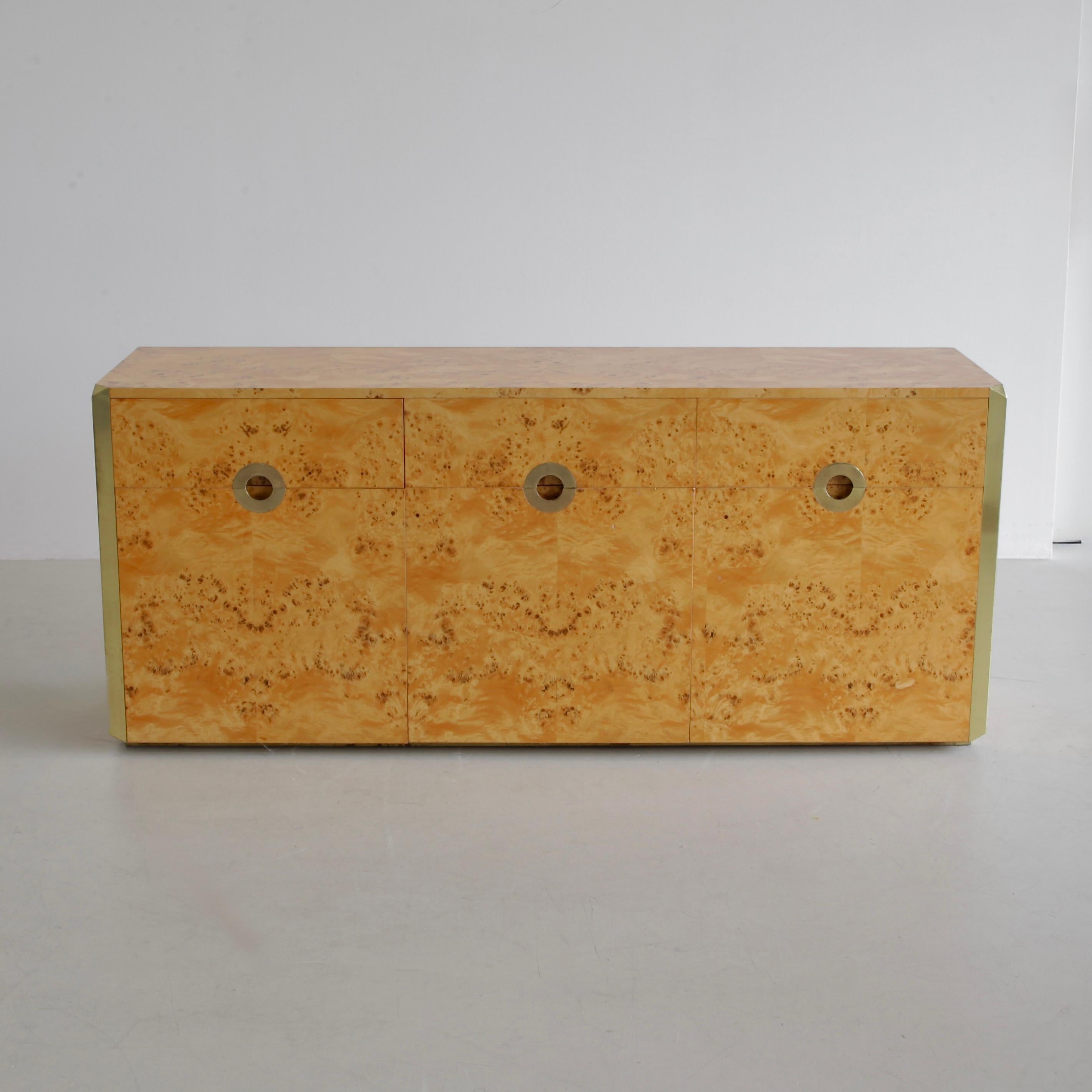 Italiano Credenza originale in Wood a 3 ante di Willy Rizzo, Sabot 1972 in vendita