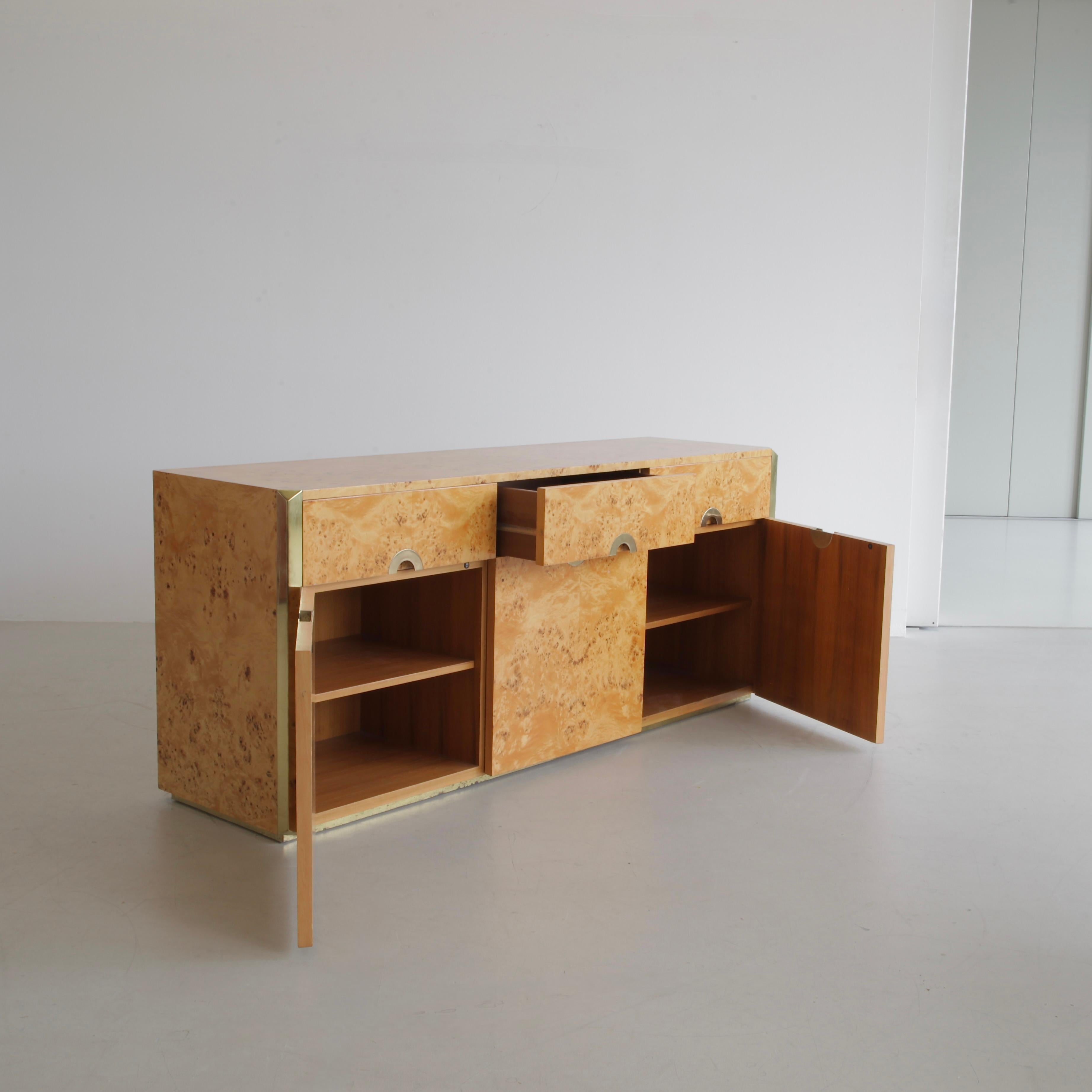 Impiallacciato Credenza originale in Wood a 3 ante di Willy Rizzo, Sabot 1972 in vendita