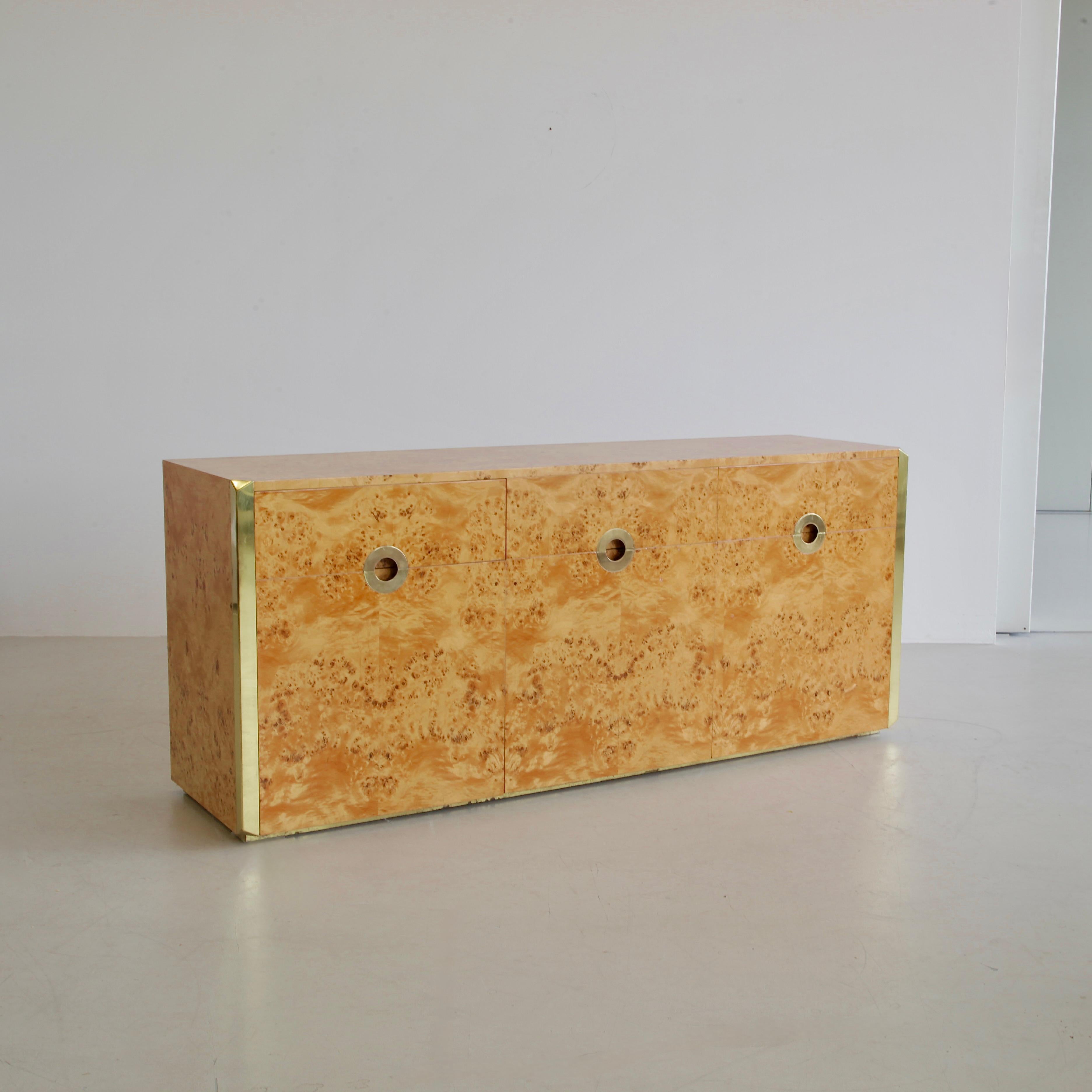 Credenza originale in Wood a 3 ante di Willy Rizzo, Sabot 1972 in vendita 1