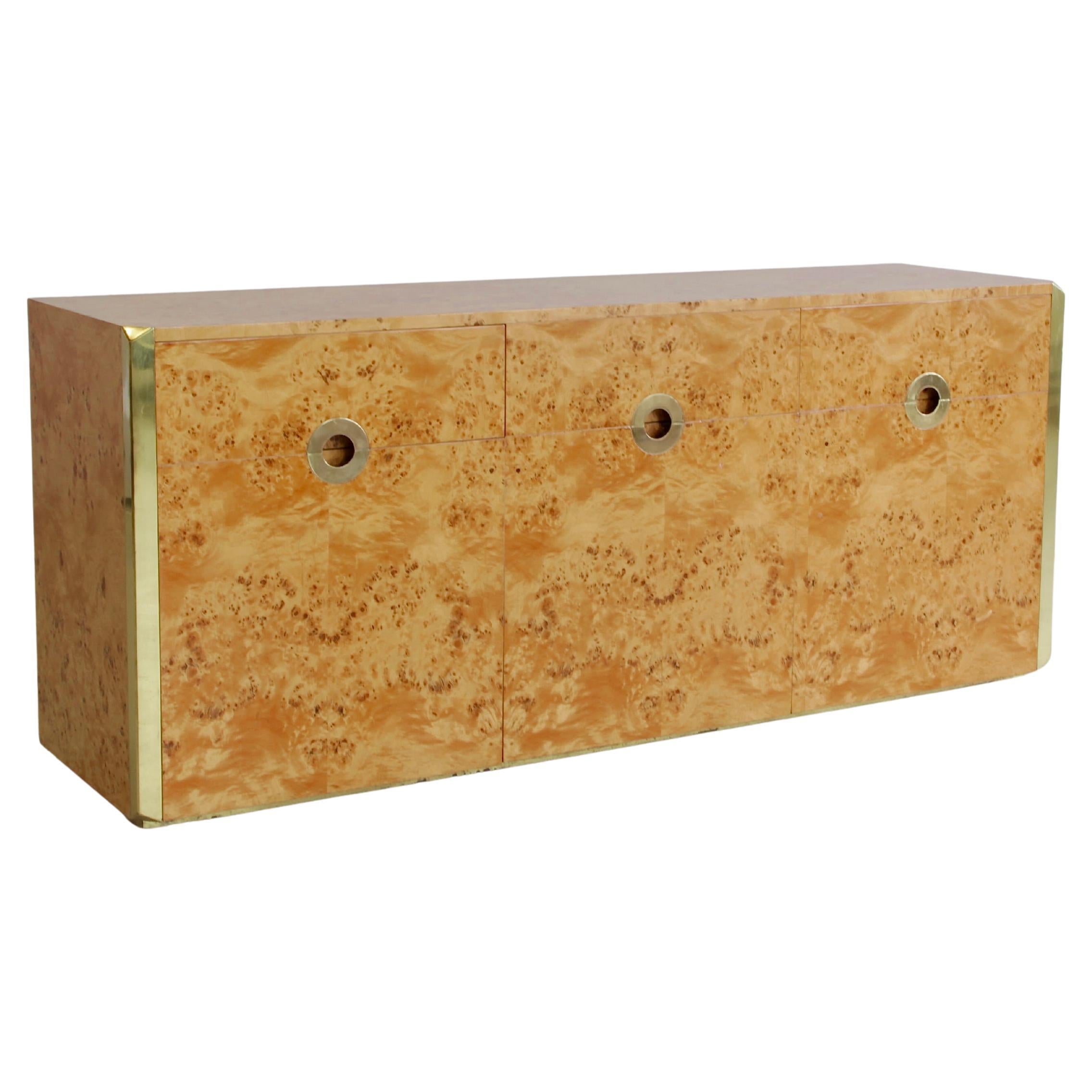 Credenza originale in Wood a 3 ante di Willy Rizzo, Sabot 1972 in vendita