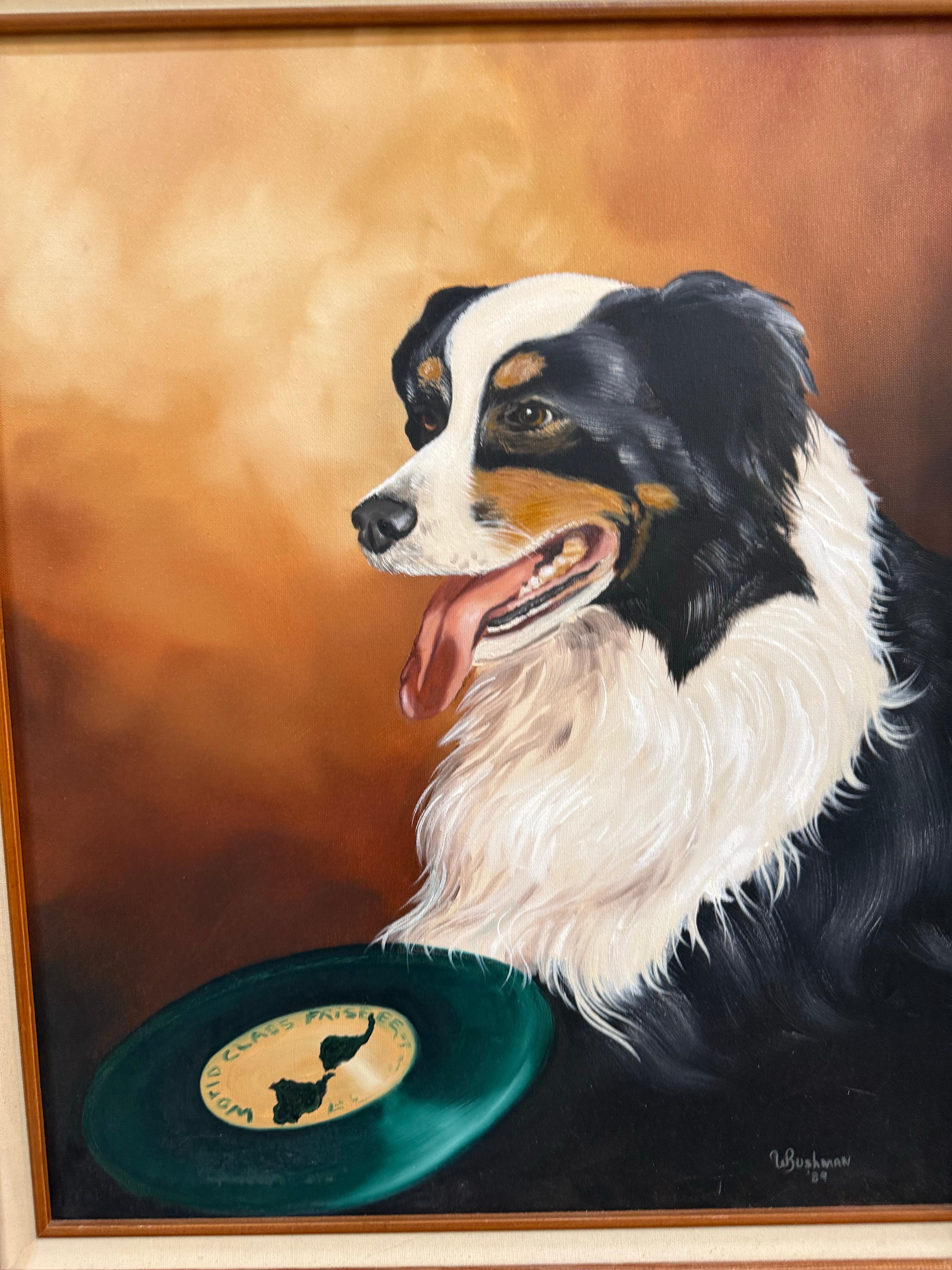 Americano Ritratto originale di cane boscimano, incorniciato, 1989 in vendita