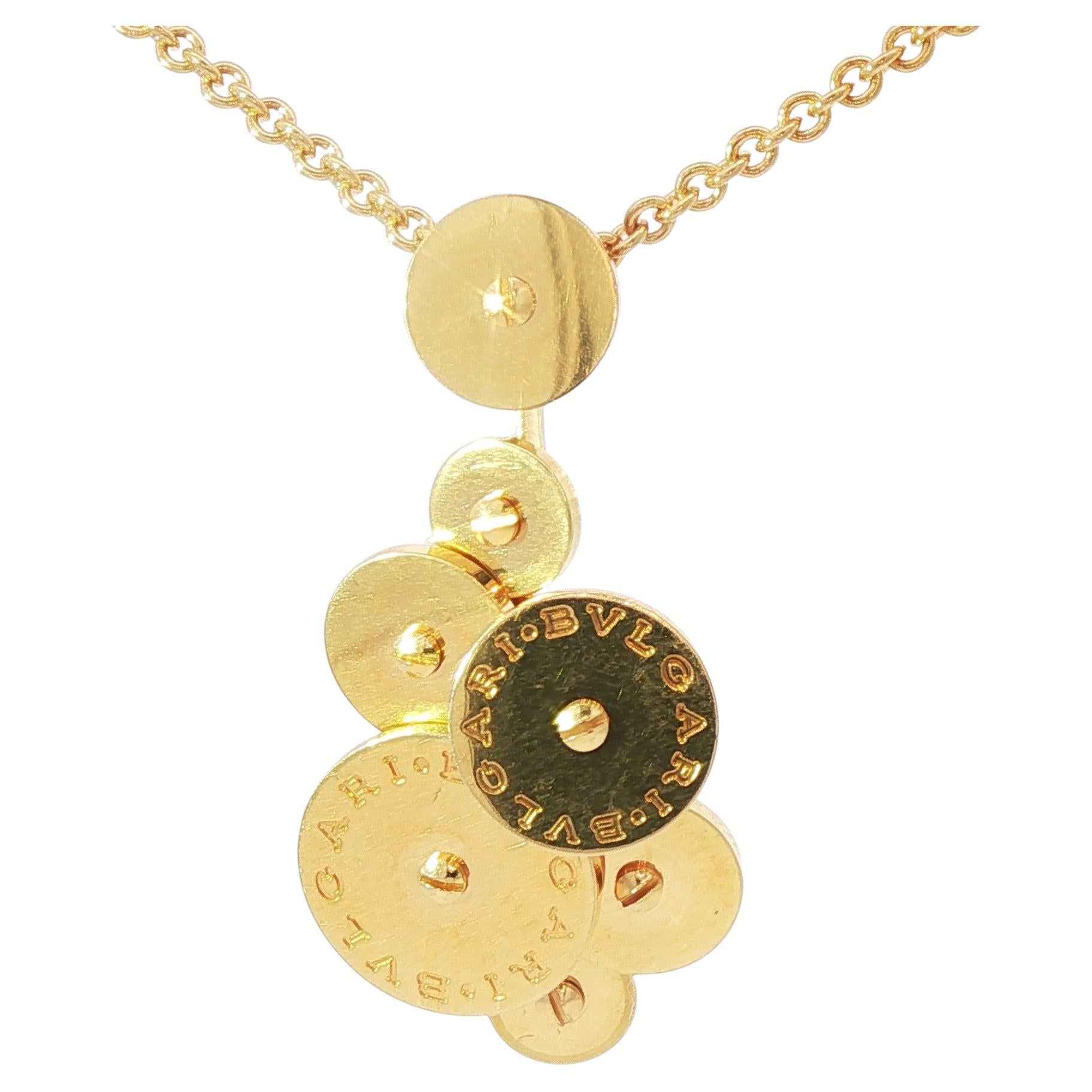 Original BVLGARI Multi-Disc Pendant Necklace in 18K Yellow Gold For Sale
