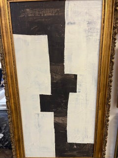 Original S/W Abstraktes Gemälde in antikem Rahmen