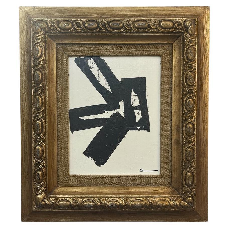 Original B&W Modern Abstract in Antique Gold Frame by Shannon Weir