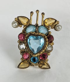 Original by Robert Multi Color Crystal Heart Brooch
