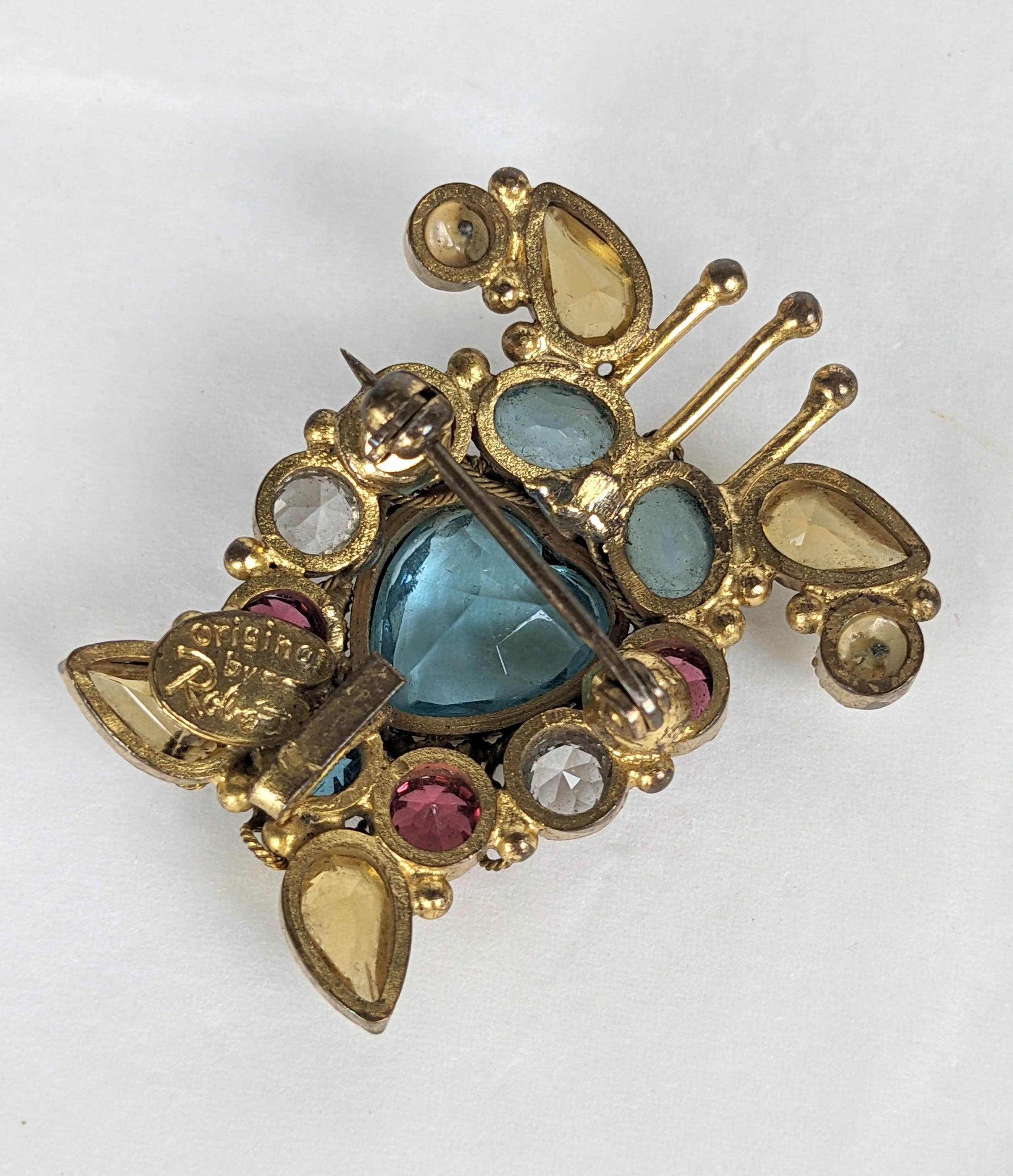 Original by Robert Multi Color Crystal Heart Brooch In Good Condition For Sale In New York, NY