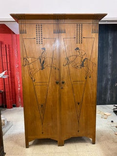 Original Cabinet Decorated with Horses and Jockeys Early 20th Century