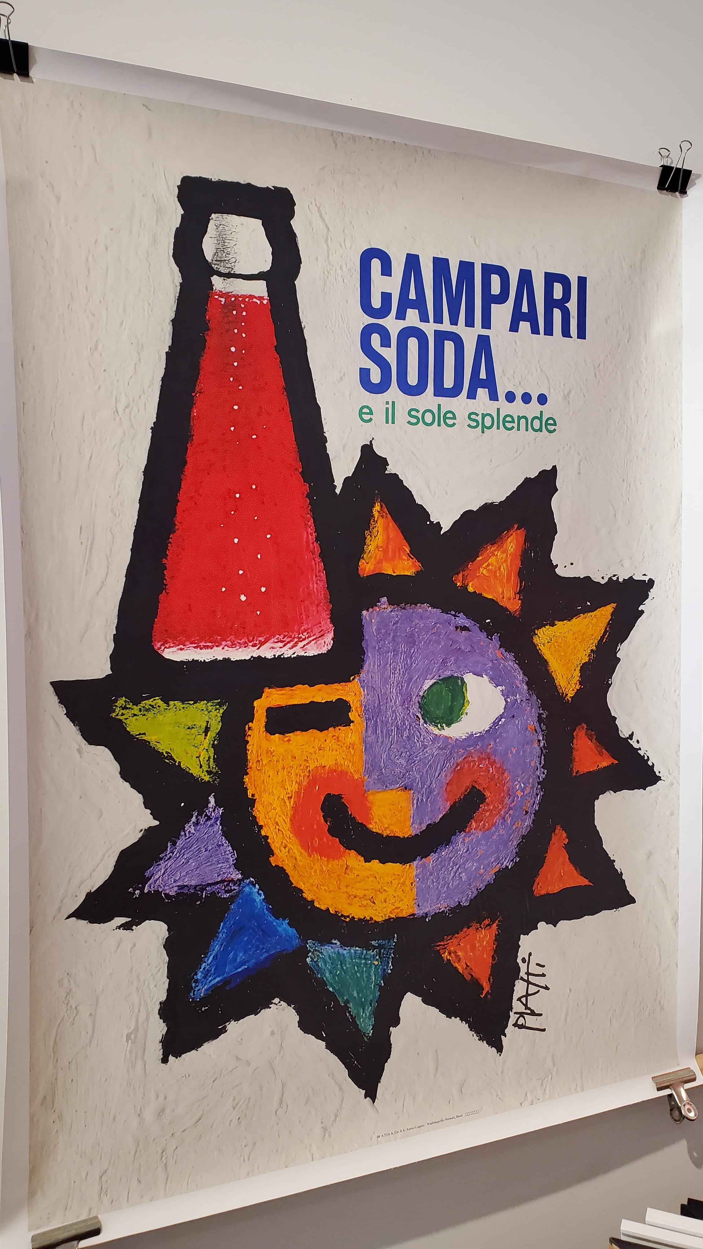 French Original Campari Soda Poster, by Piatti 1950 For Sale
