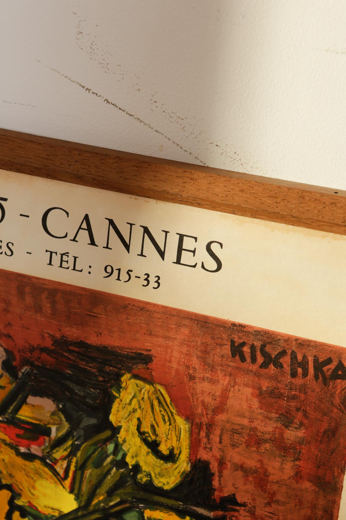 Mid-20th Century Original Cannes 1960s Kischka Poster Framed in NY with Reclaimed Wood