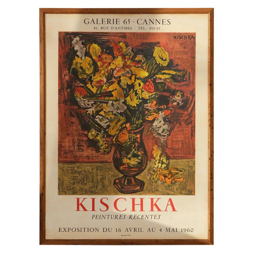 Original Cannes 1960s Kischka Poster Framed in NY with Reclaimed Wood