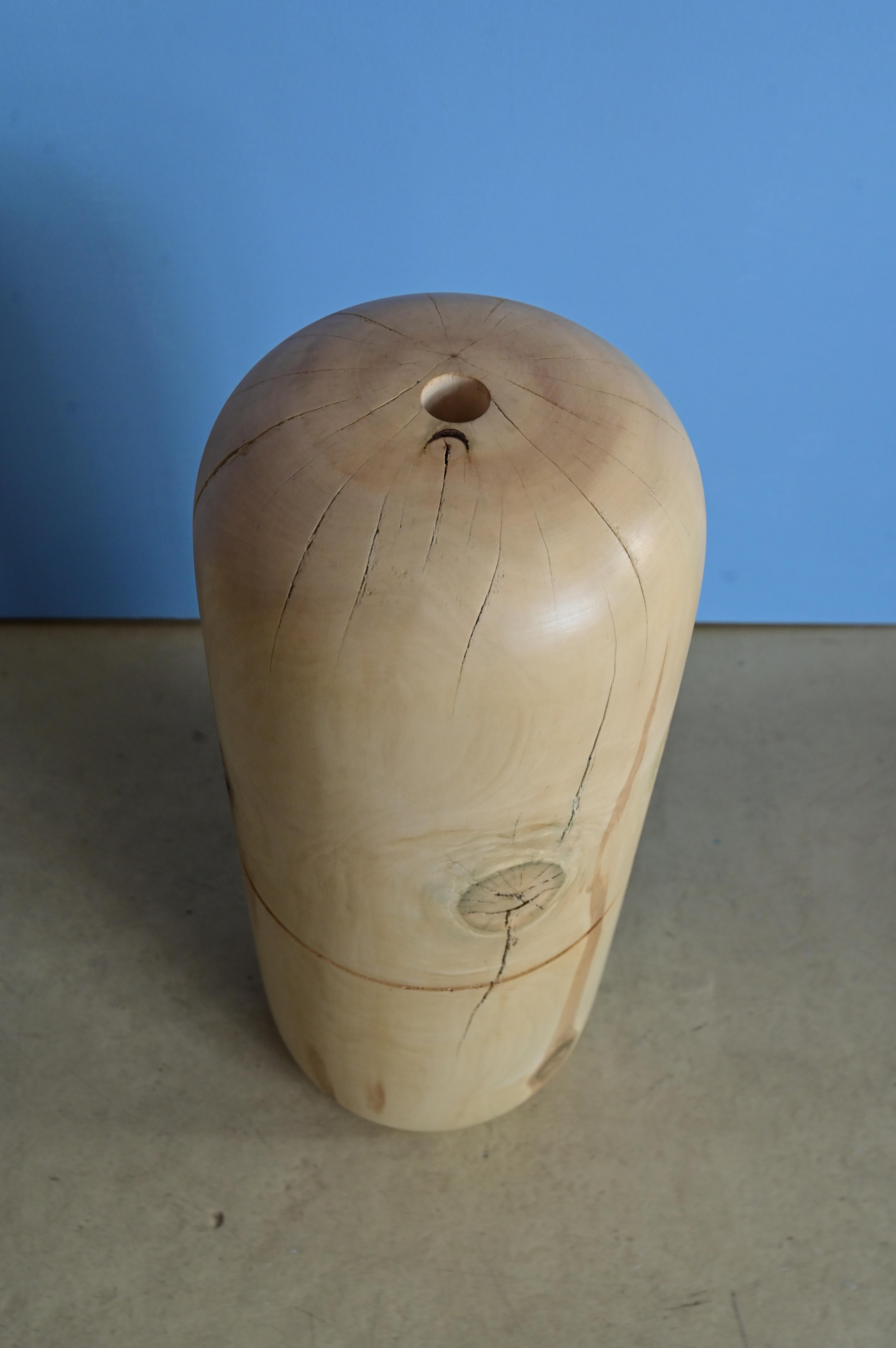 Woodwork Original Capsule Wooden Floor Vase For Sale