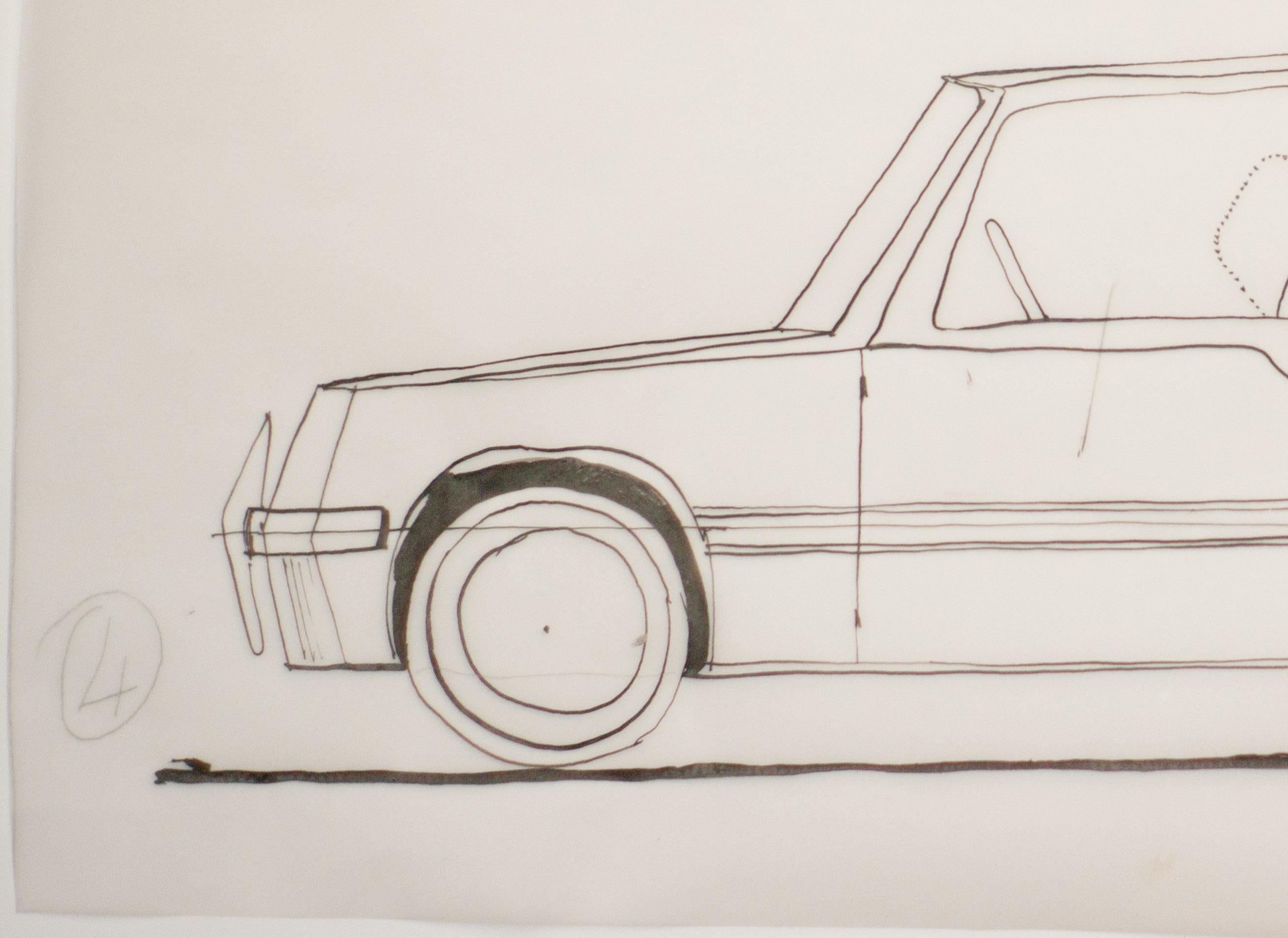 Important drawing by Gio Ponti of the Diamante line for Touring Carrozzeria Milan.
A similar example pictured on page 167 of Gio Ponti: The Complete Work by Lisa Ponti. 
Ponti's car designs where never realized, but his design ideas where very