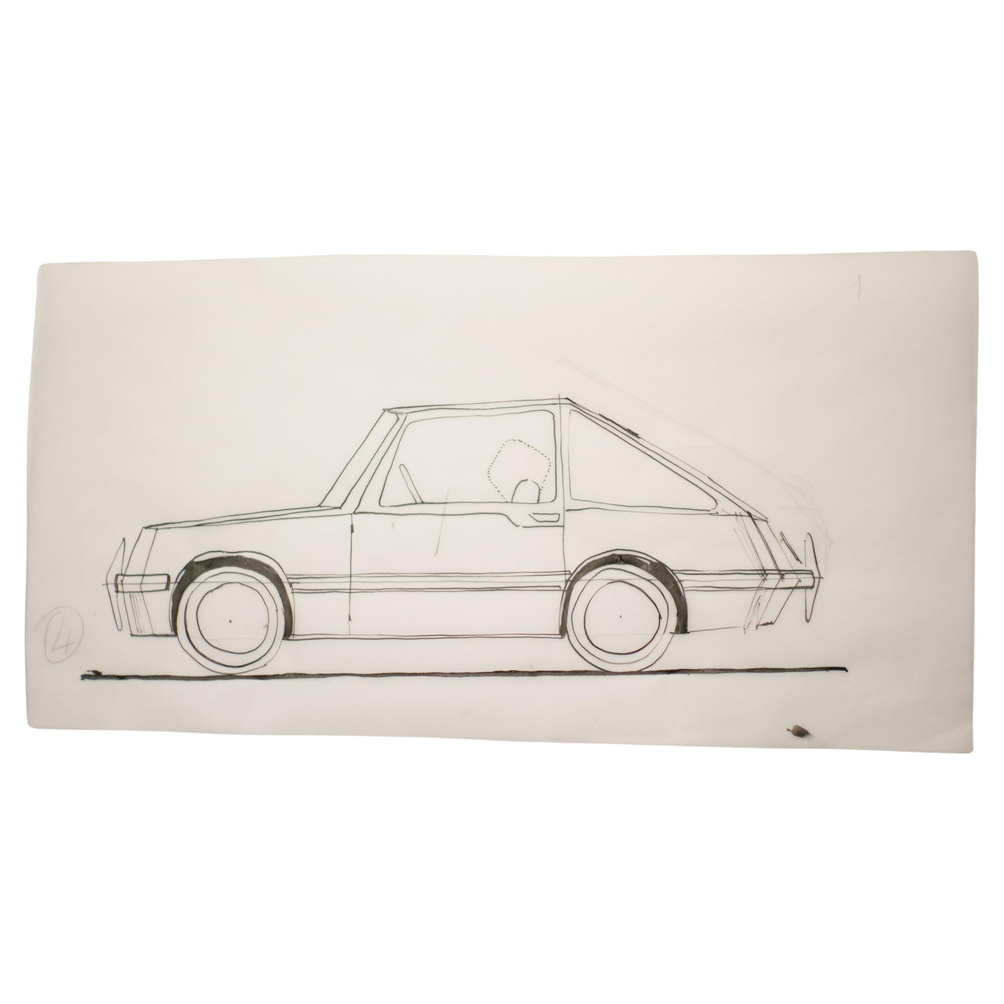 dessin d'origine de Gio Ponti pour le tournage de Carrozzeria à Milan, 1952