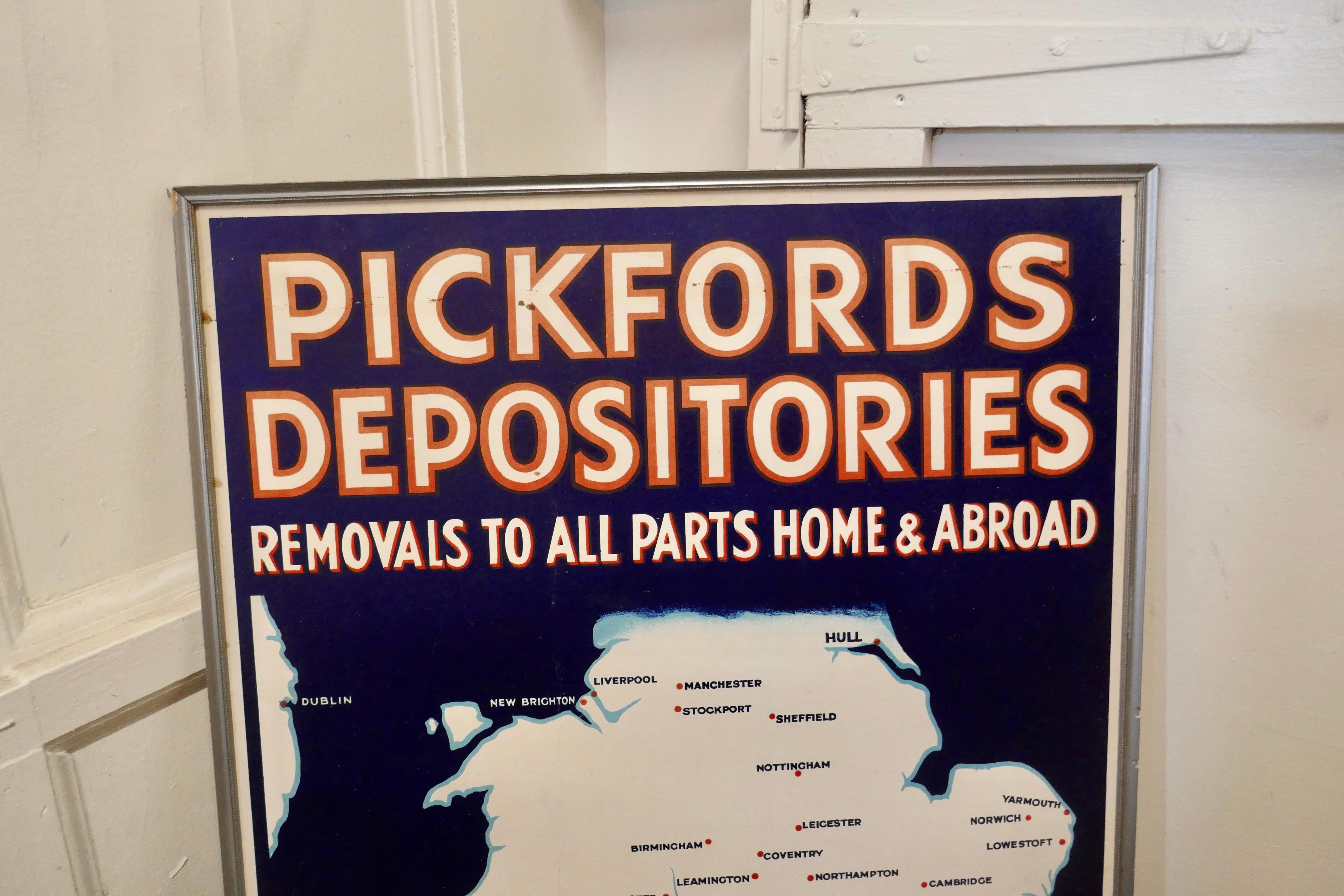 Folk Art Original Card Map Poster, Pickfords Depositories For Sale