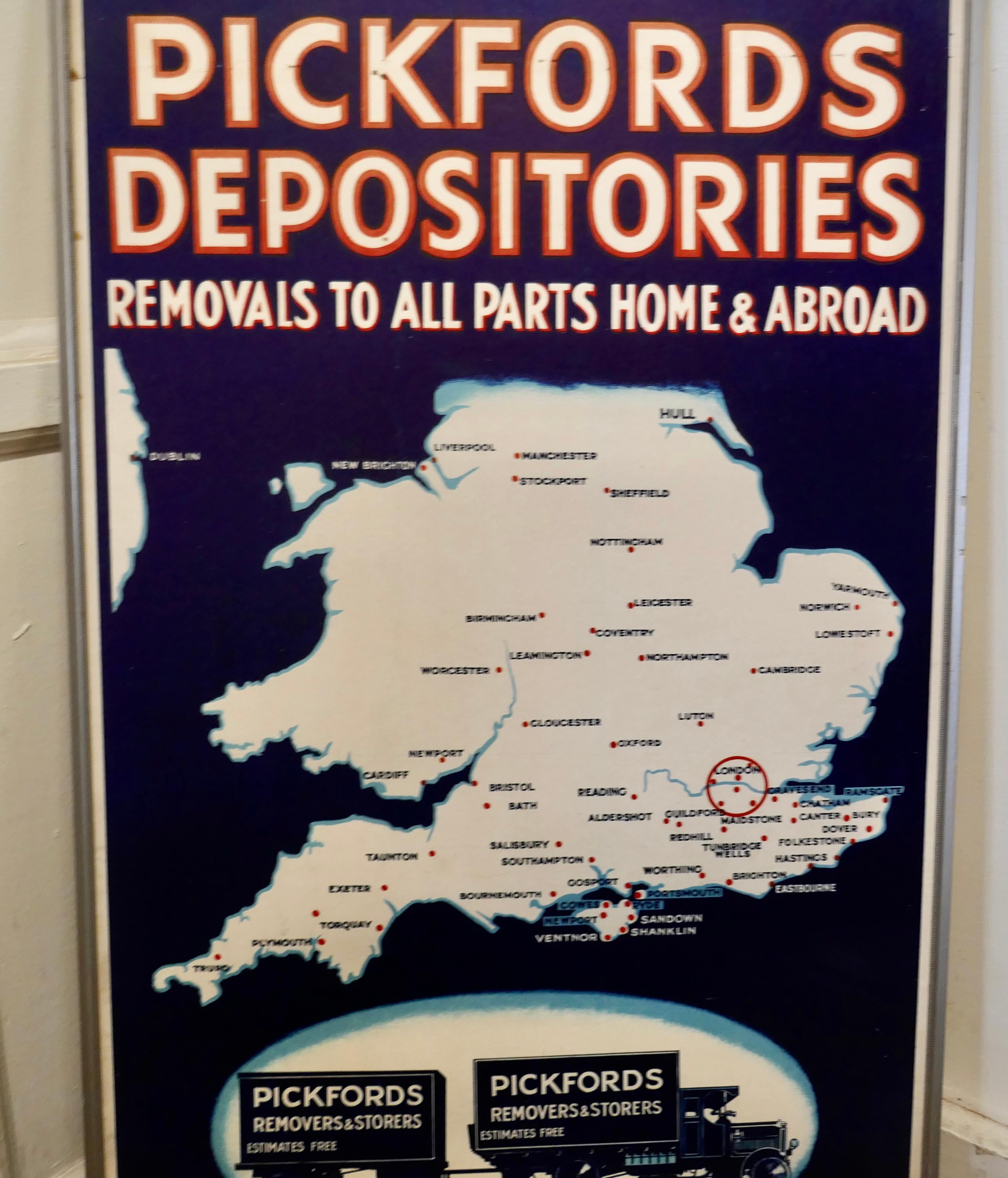 20th Century Original Card Map Poster, Pickfords Depositories For Sale