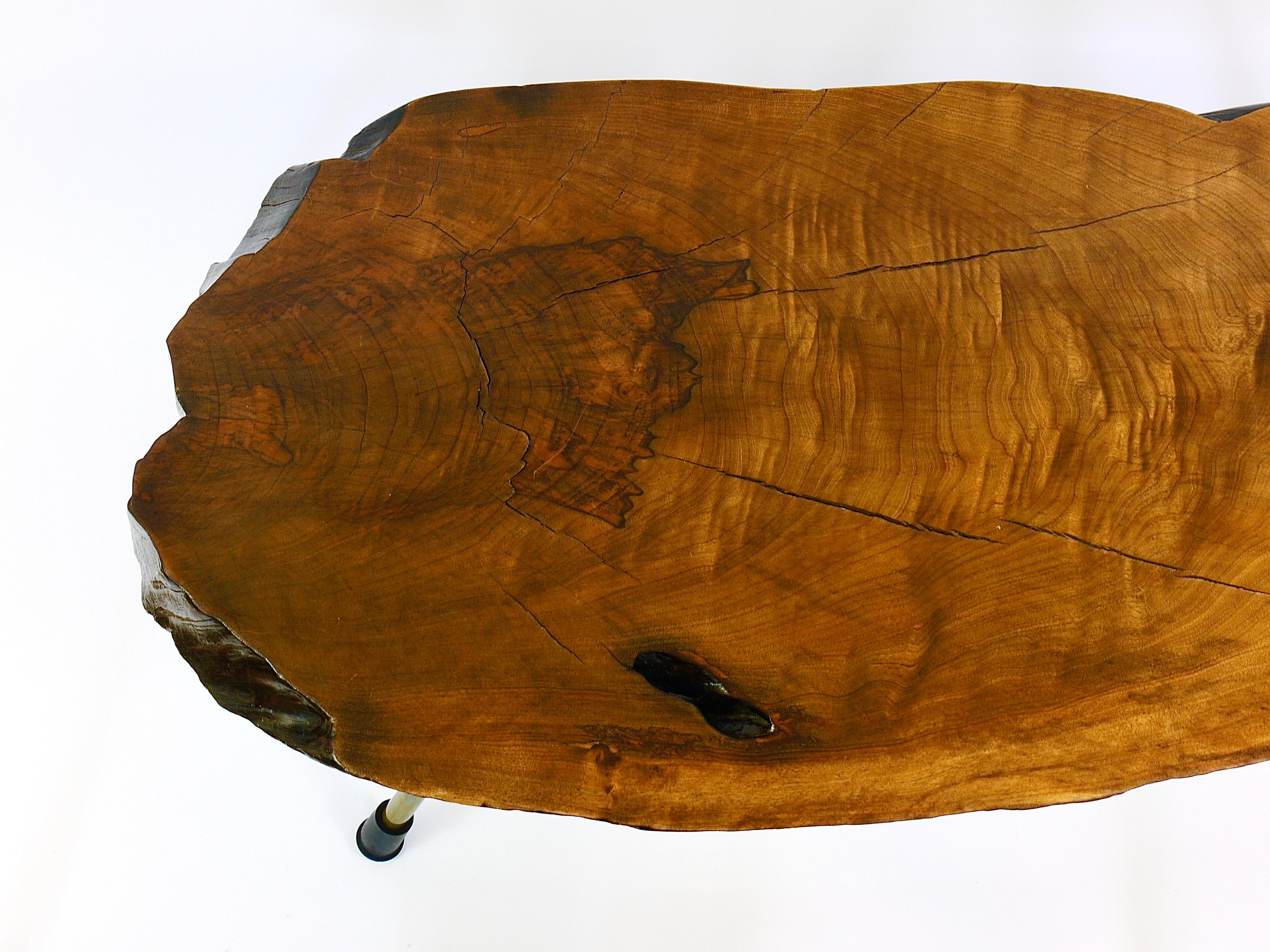 Original Carl Aubock Large Mid-Century Walnut Tree Trunk Coffee Table, 1950s For Sale 8