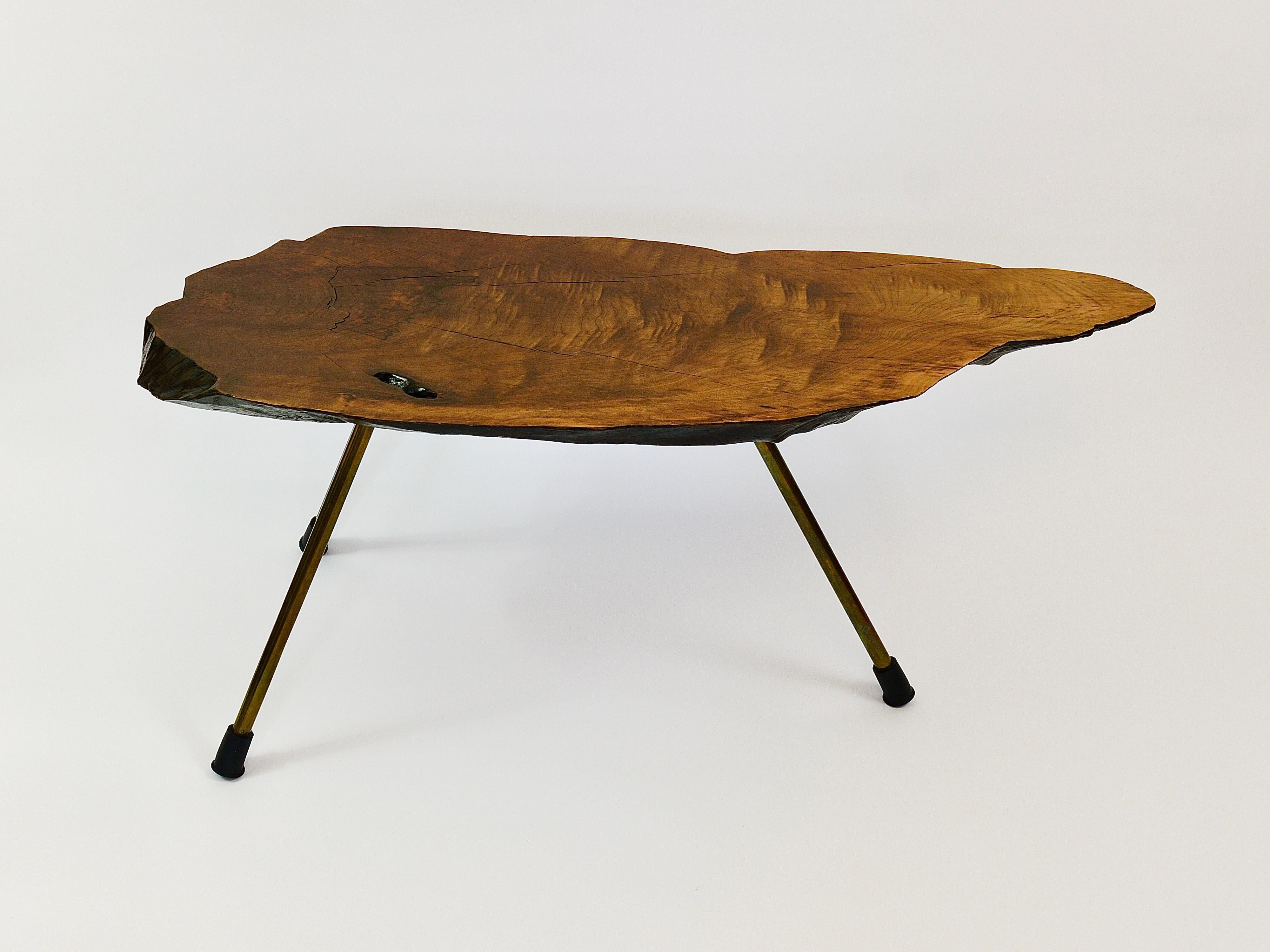 Mid-Century Modern Original Carl Aubock Large Mid-Century Walnut Tree Trunk Coffee Table, 1950s For Sale