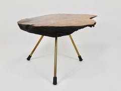 Table basse ou d'appoint originale Carl Aubock en noyer, années 1950