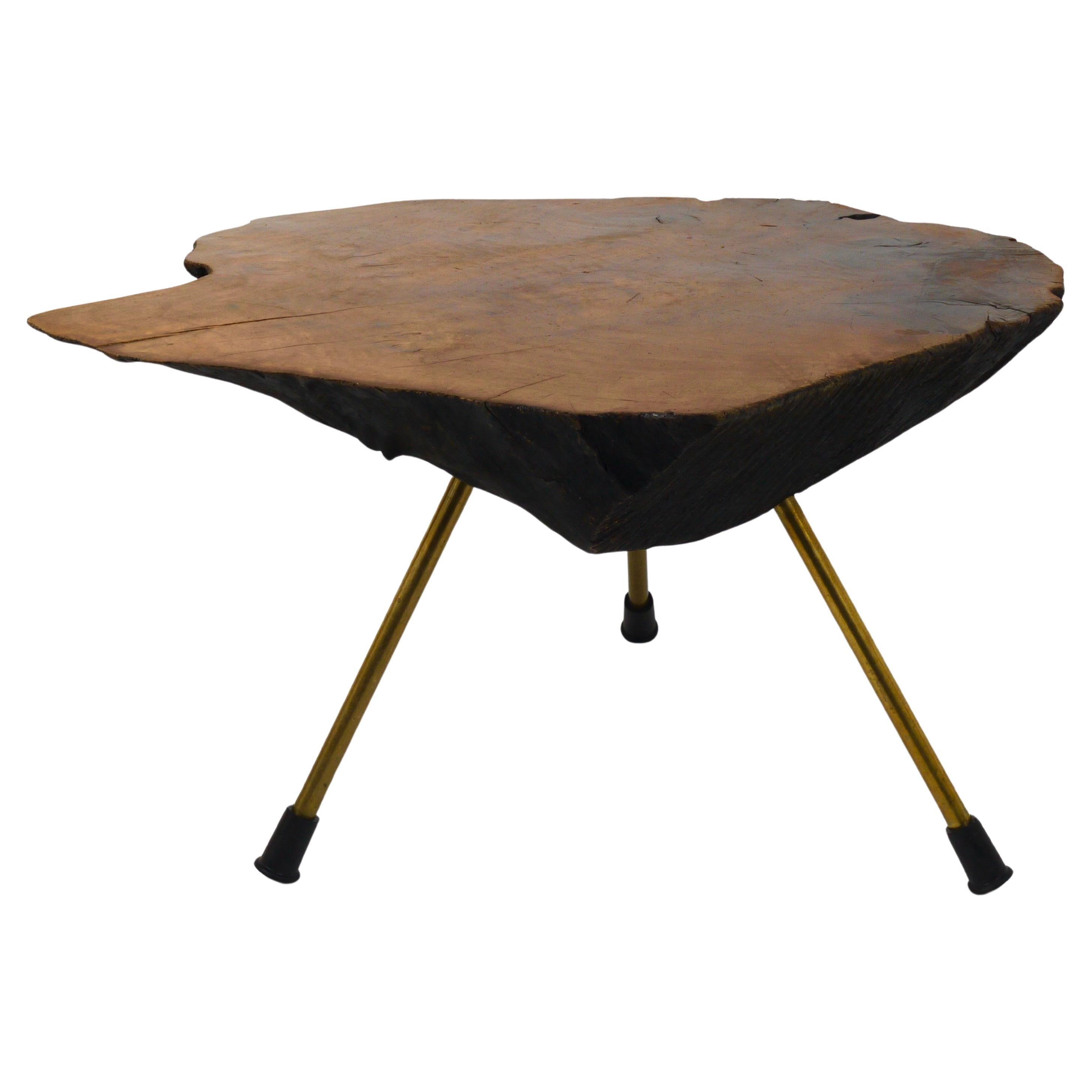 Tavolino originale Carl Aubock con tronco d'albero in noce, anni '50 in vendita