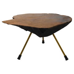 Tavolino originale Carl Aubock con tronco d'albero in noce, anni '50