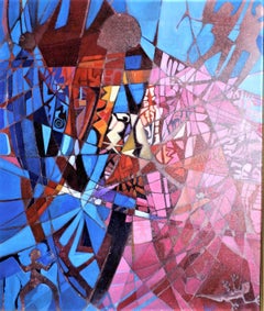 Pittura acrilica astratta originale di Carlisle Harris su tela Senza titolo