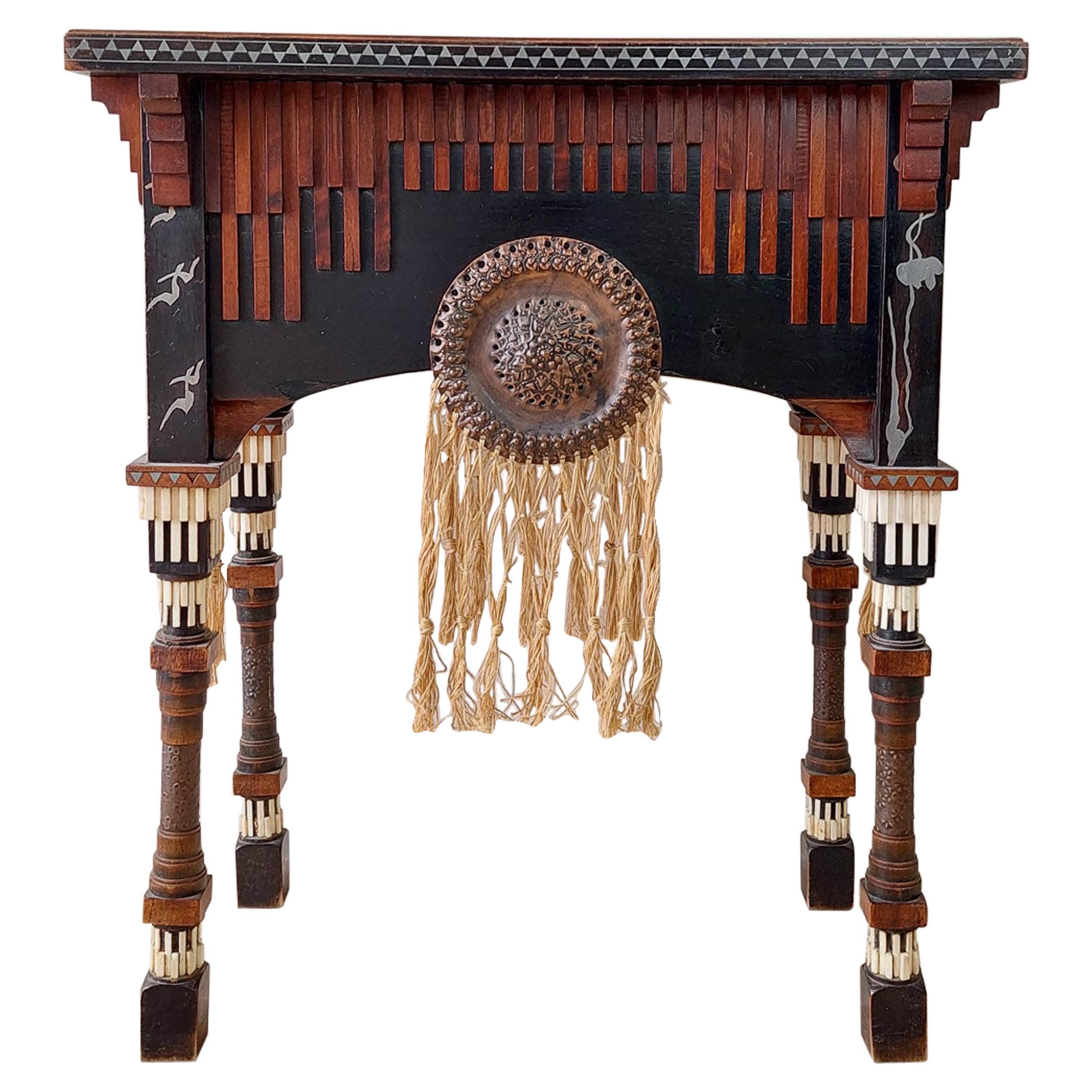 Original Carlo Bugatti Tea Table, Sewing Table, Cabinet, Late 19th Century