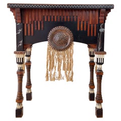 Table à thé d'origine Carlo Bugatti, table à couture, meuble de rangement, fin du 19ème siècle