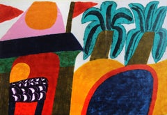 Original Carol Summers "Basholi" Original Abstrakt Holzschnitt Druck signiert, gerahmt