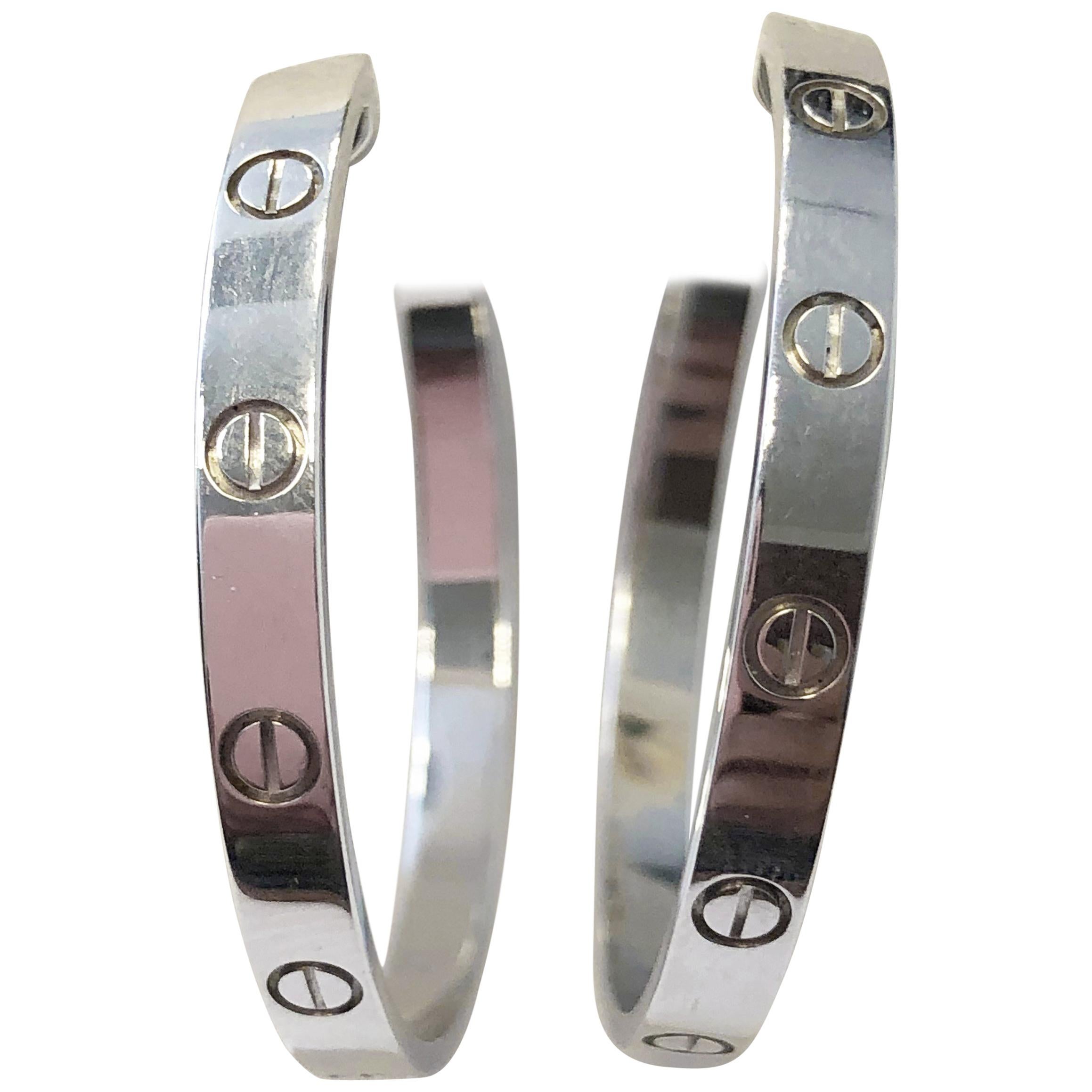 Original Cartier Love Earrings in 18 Karat White Gold with Certificate