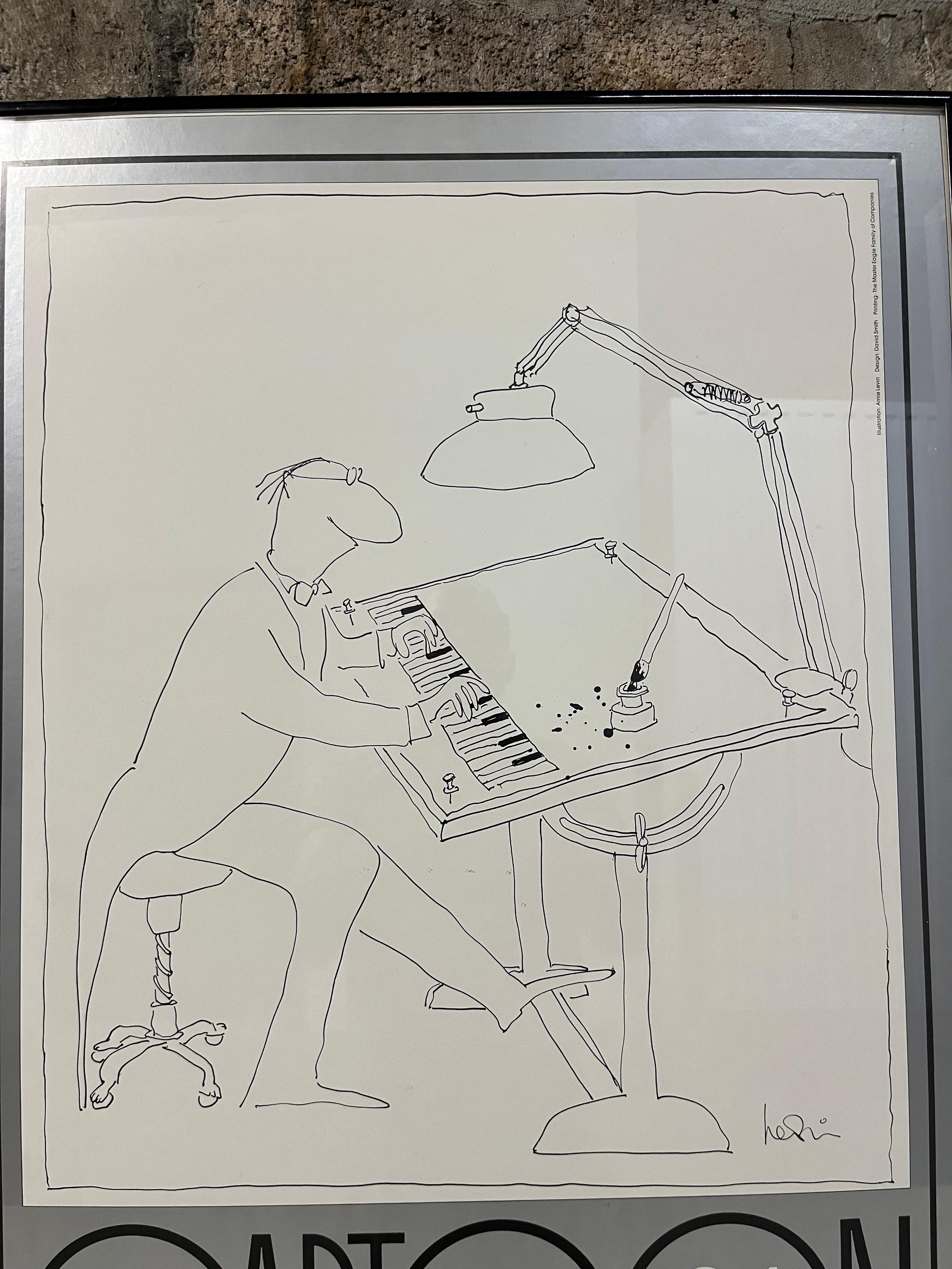 Late 20th Century Original Cartoon '84 The Master Eagle Gallery Framed Exhibition by Arnie Levin. For Sale