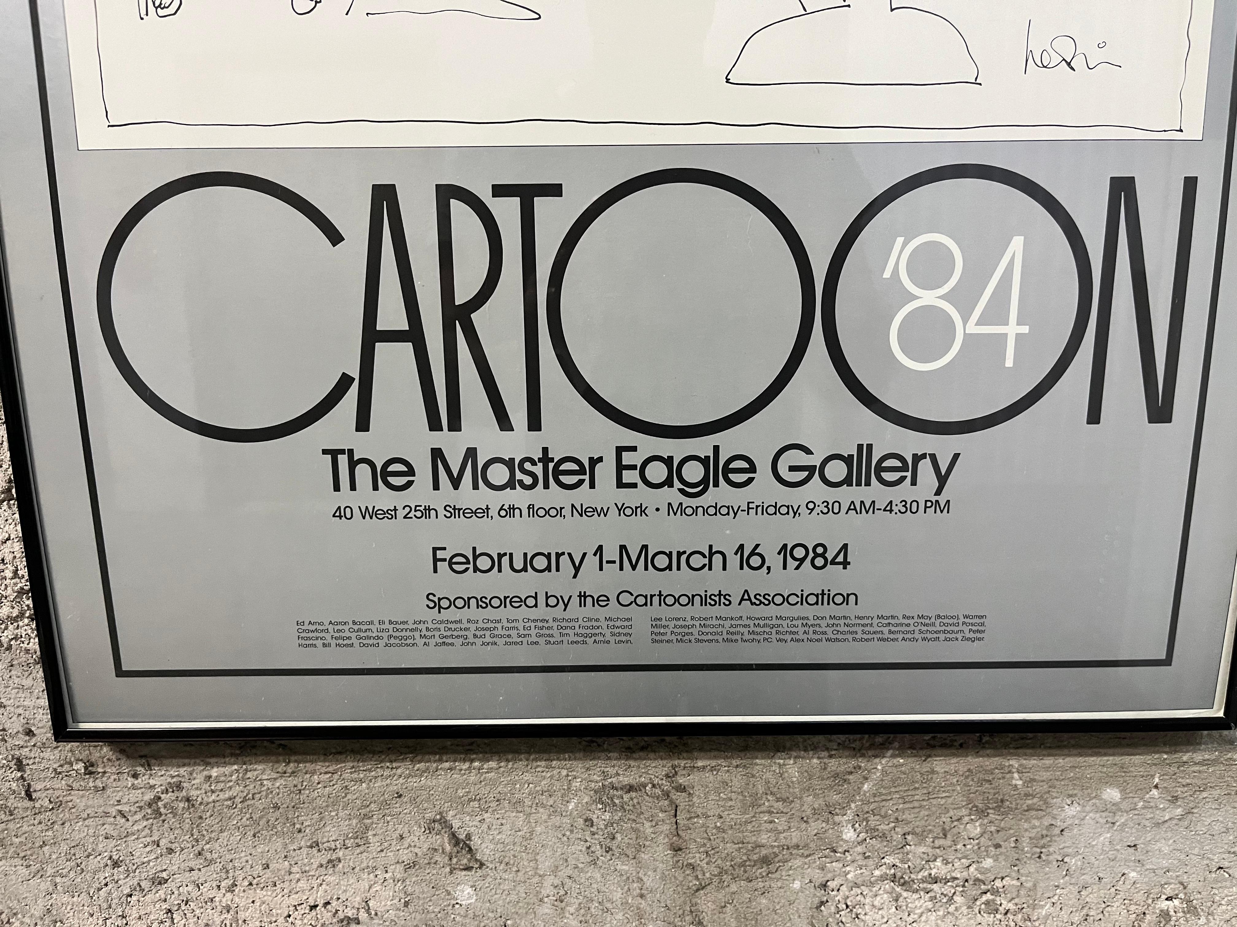 Original Cartoon '84 The Master Eagle Gallery Framed Exhibition by Arnie Levin. For Sale 1