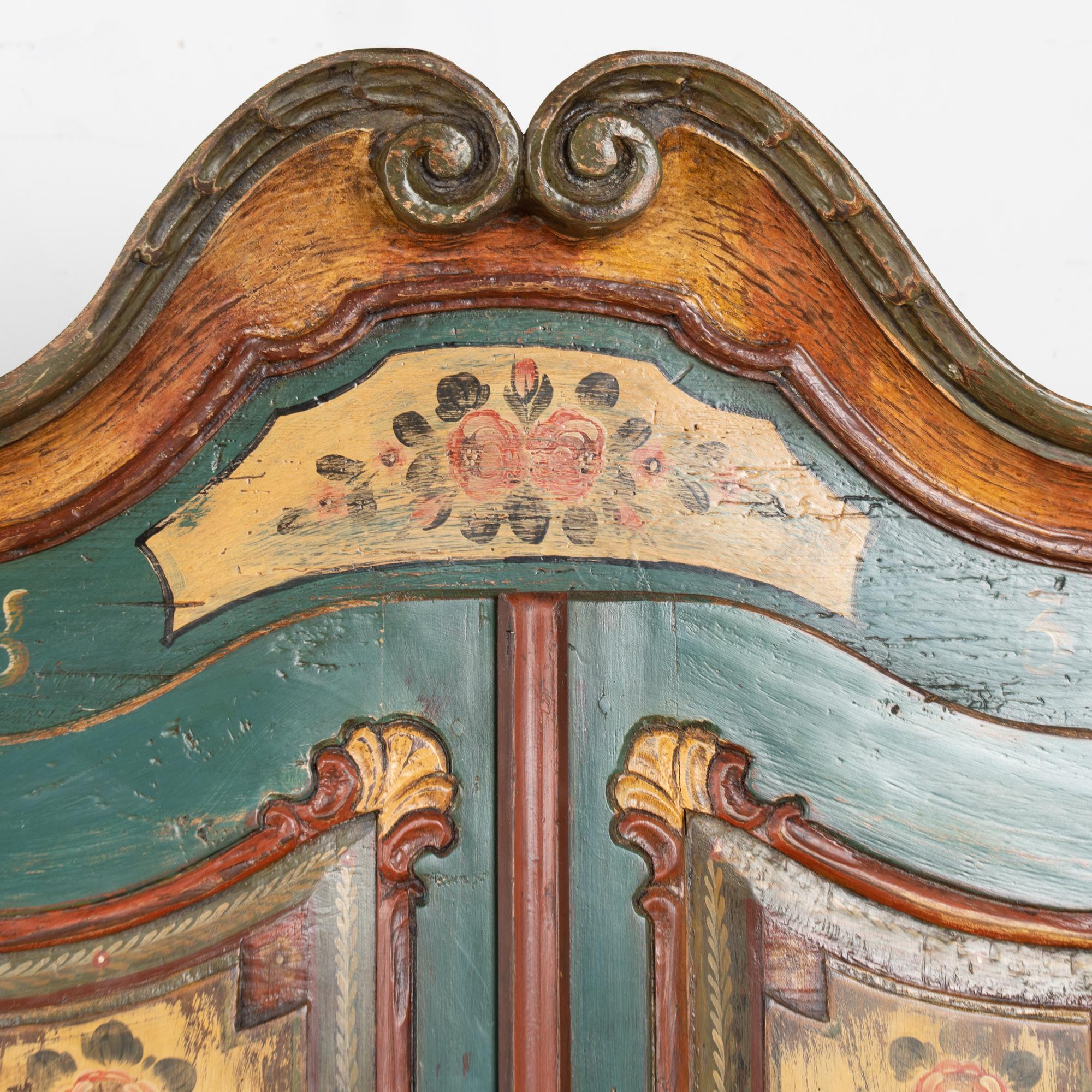 19th Century Original Carved and Painted Austrian Armoire or Shrunk, dated 1836 For Sale