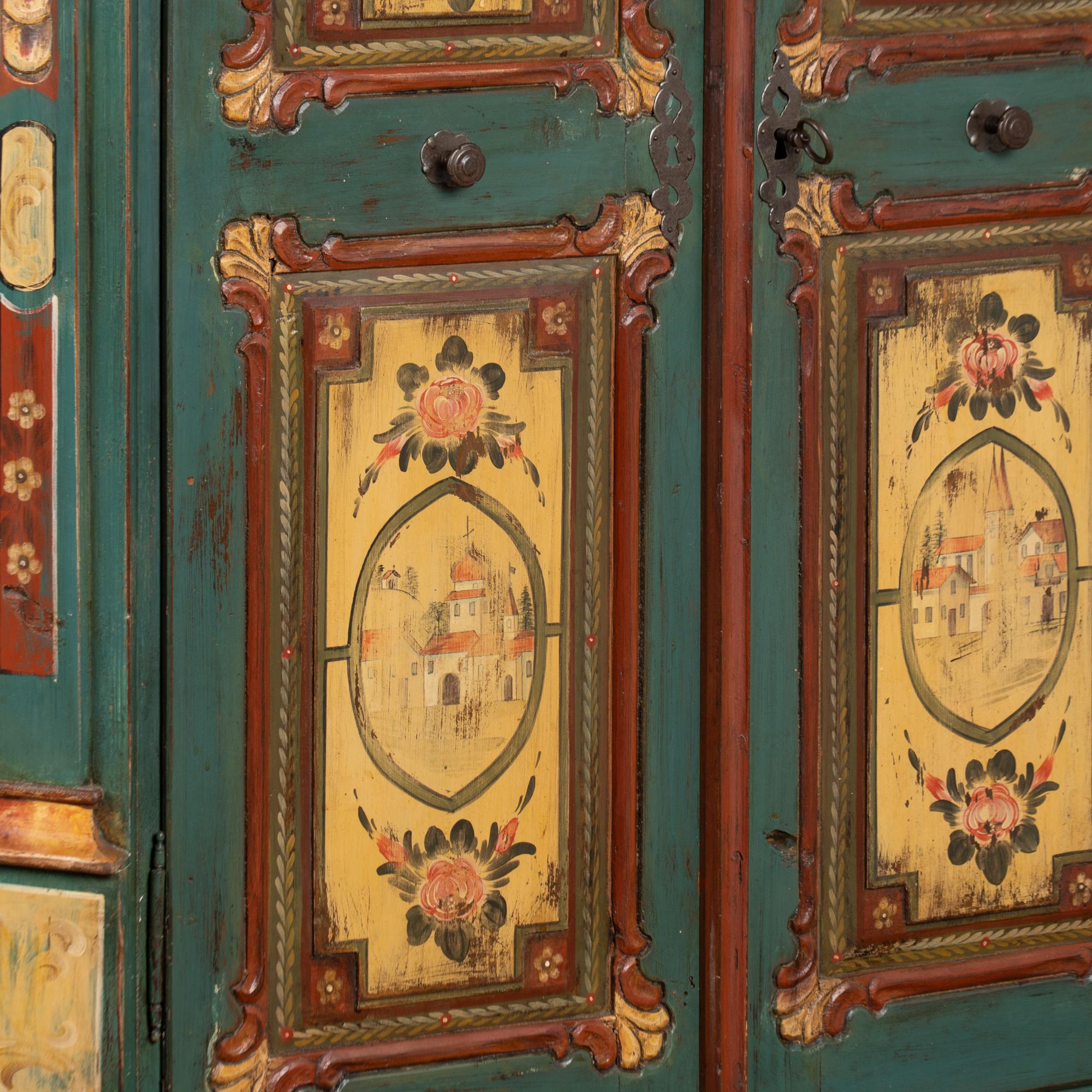 Original Carved and Painted Austrian Armoire or Shrunk, dated 1836 For Sale 2