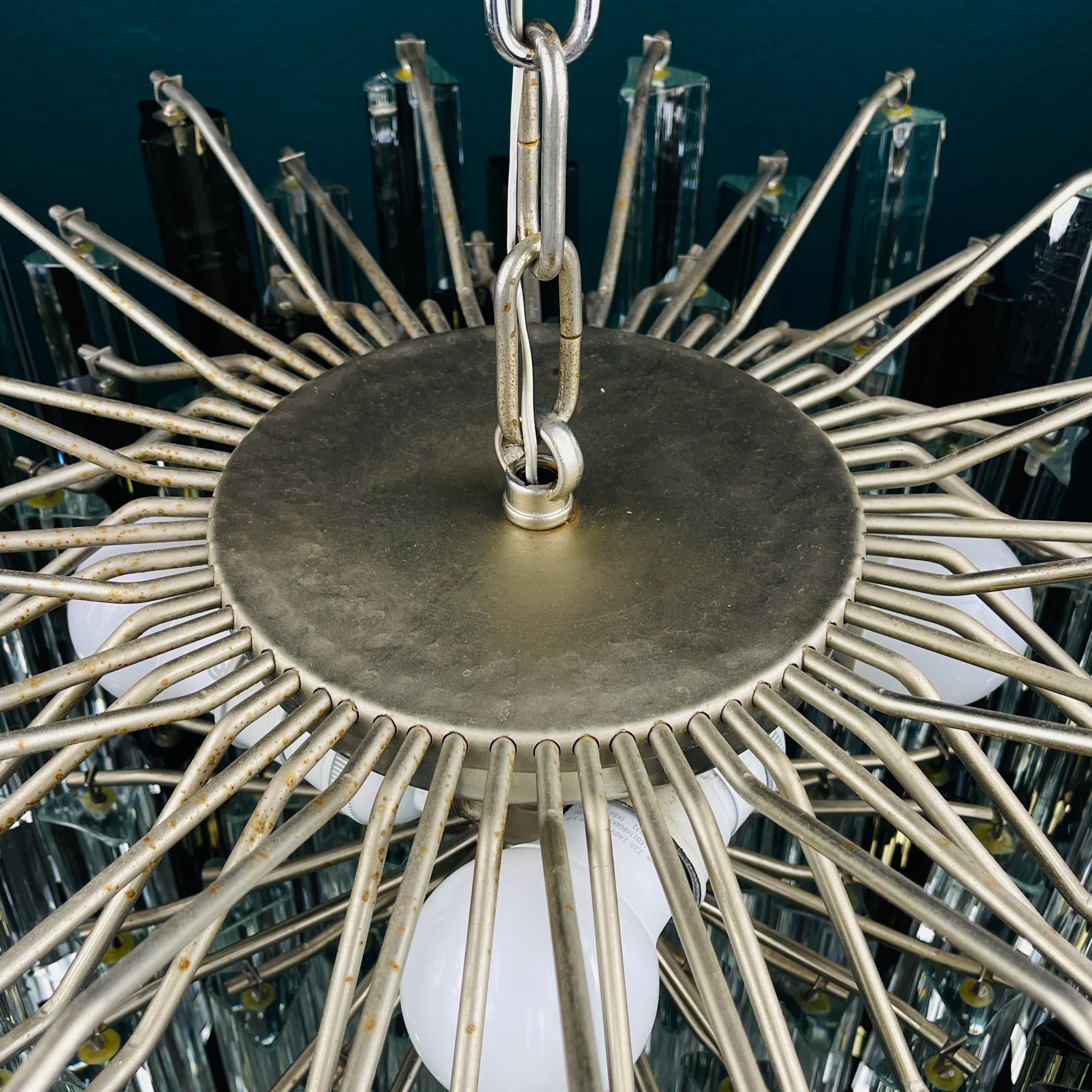 Original cascade Murano glass Crystal Prism Chandelier from Venini, Italy 1970s For Sale 6